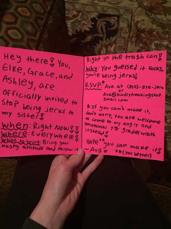 carta contra el matoneo