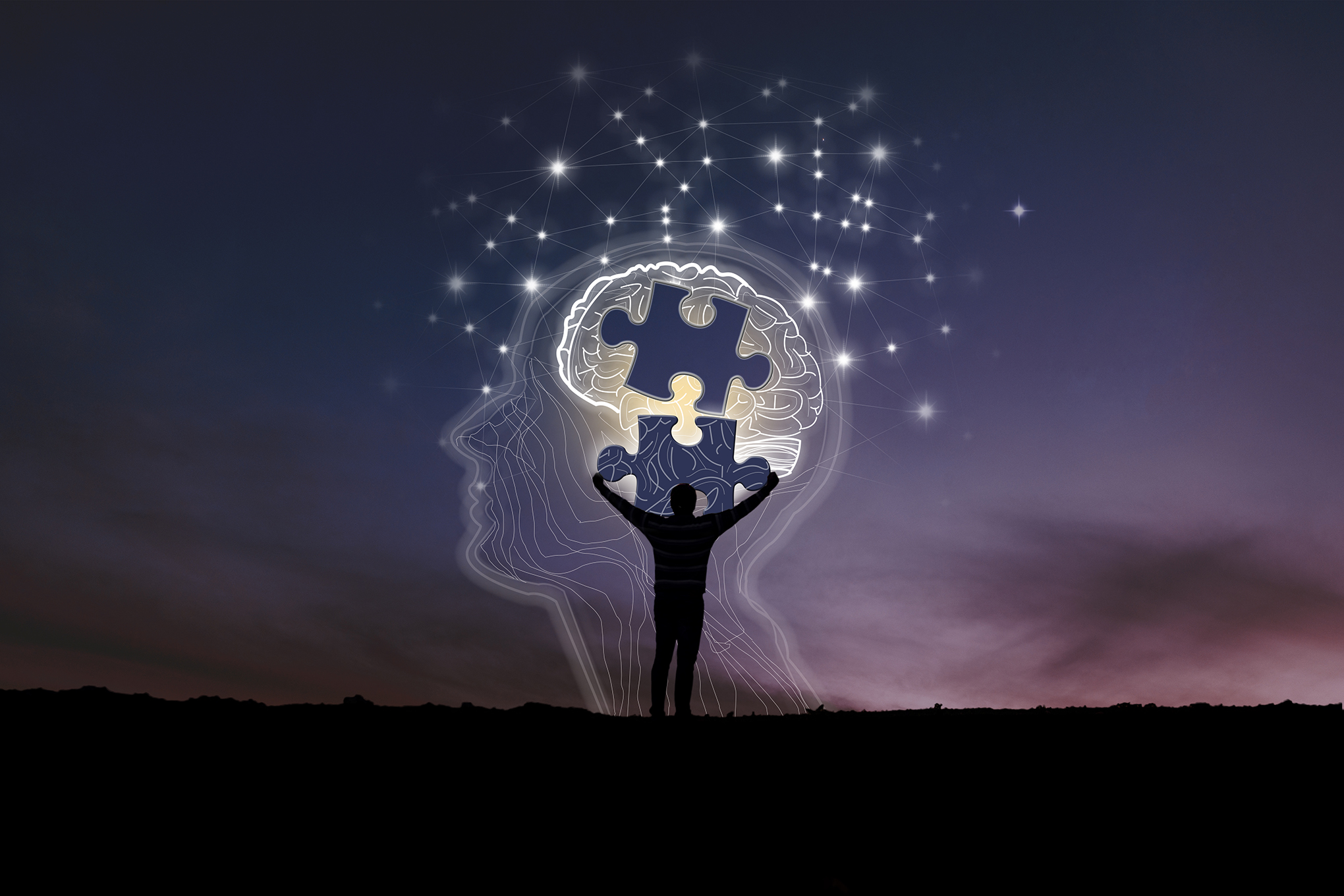 idea creativa Concepto de idea e innovación / Idea creativa para la pérdida de memoria, la demencia, la enfermedad de Alzheimer y el concepto de salud mental.