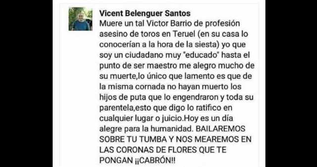 Profesor se burla de muerte de un torero