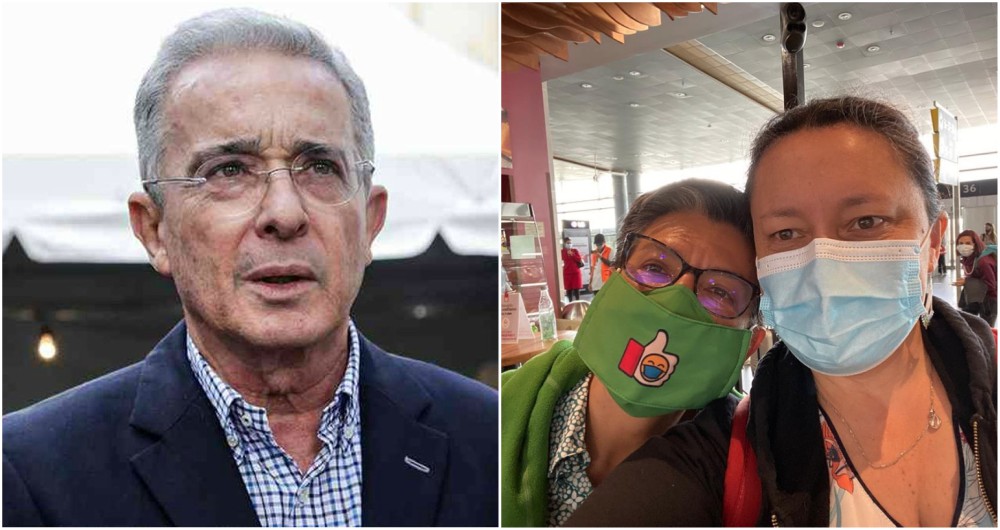 El expresidente Álvaro Uribe y la alcaldesa Claudia López cuando salió de viaje junto a su pareja, la congresista Angélica Lozano