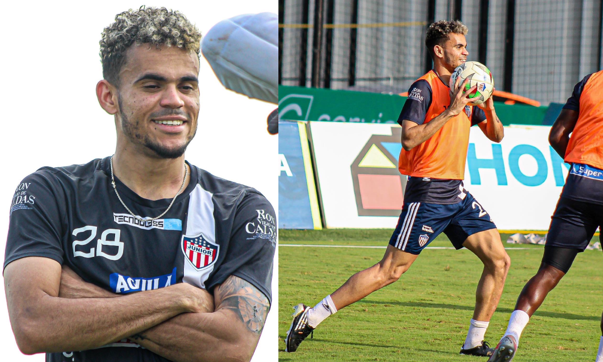 Luis Díaz entrenado con el Junior de Barranquilla.
