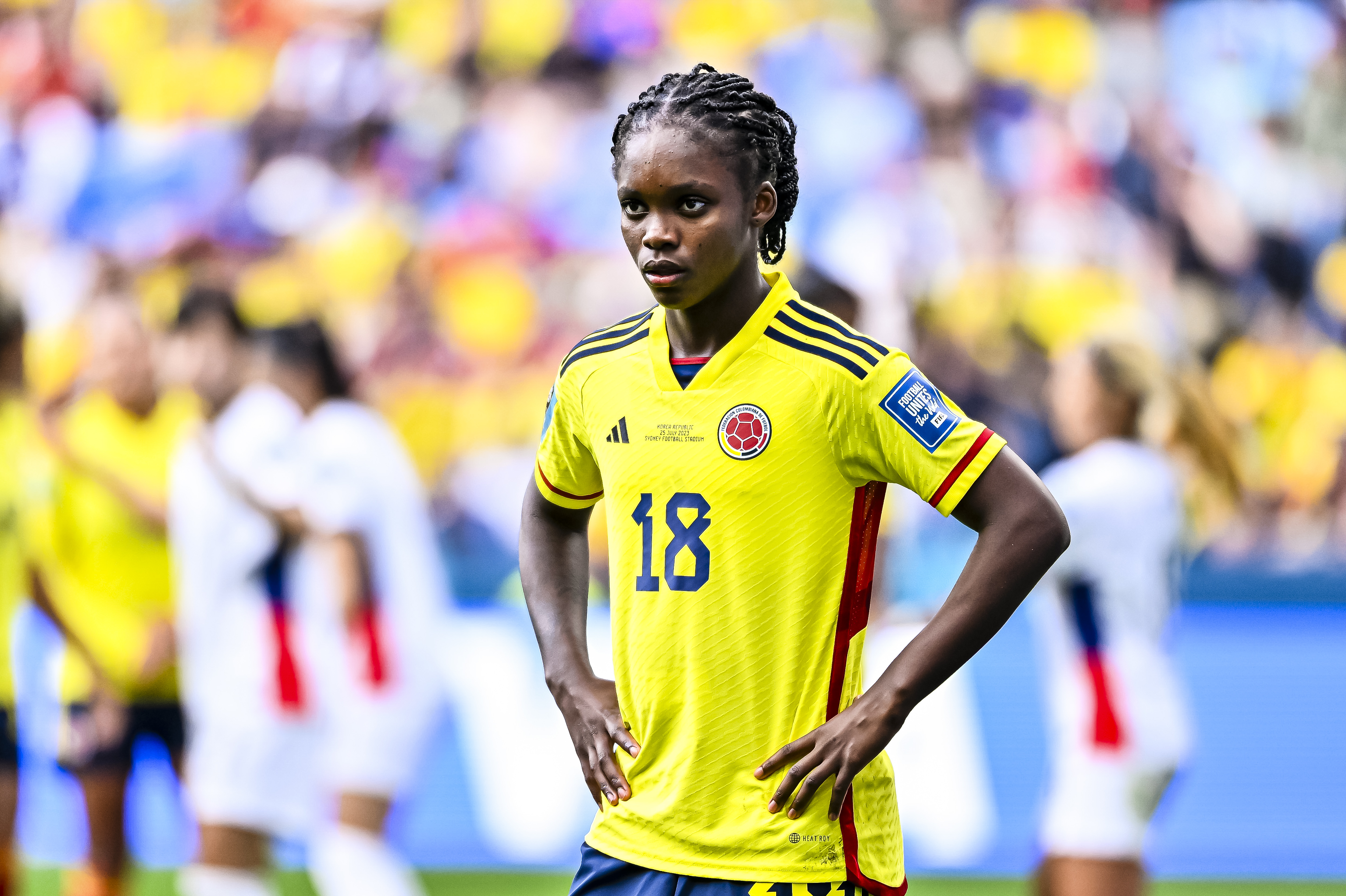 Linda Caicedo en el partido entre Colombia vs Corea del Sur