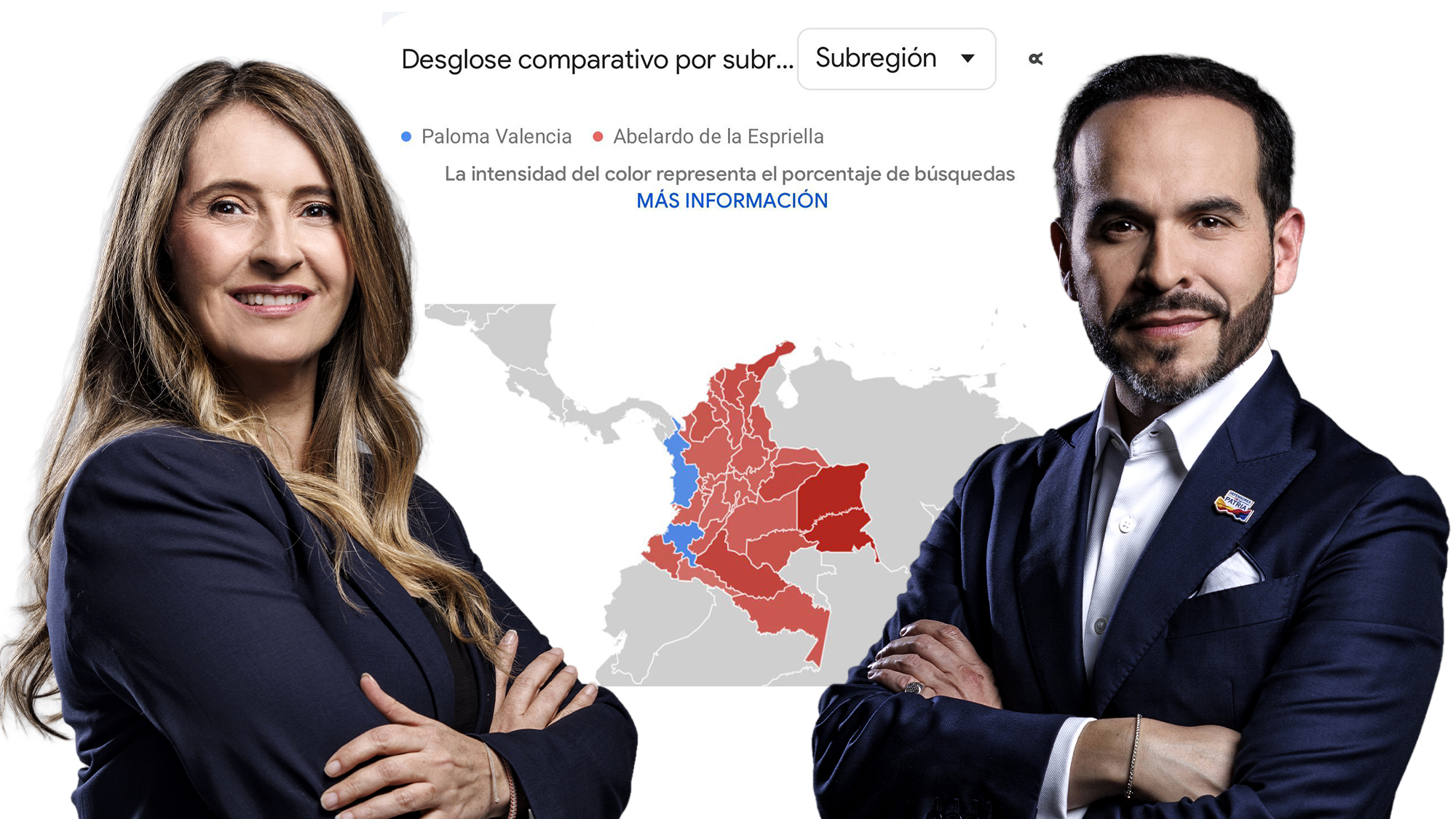 Abelardo de la Espriella arrasa frente a Paloma Valencia en la mayoría de las regiones del país, según Google Trends - Semana