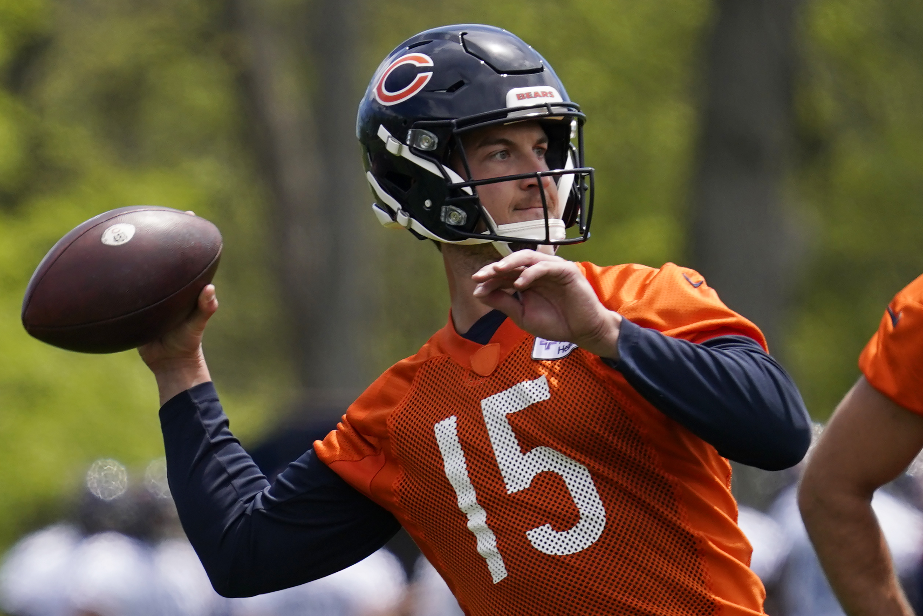 Chicago Bears quarterback Trevor Siemian (15) stands on the field