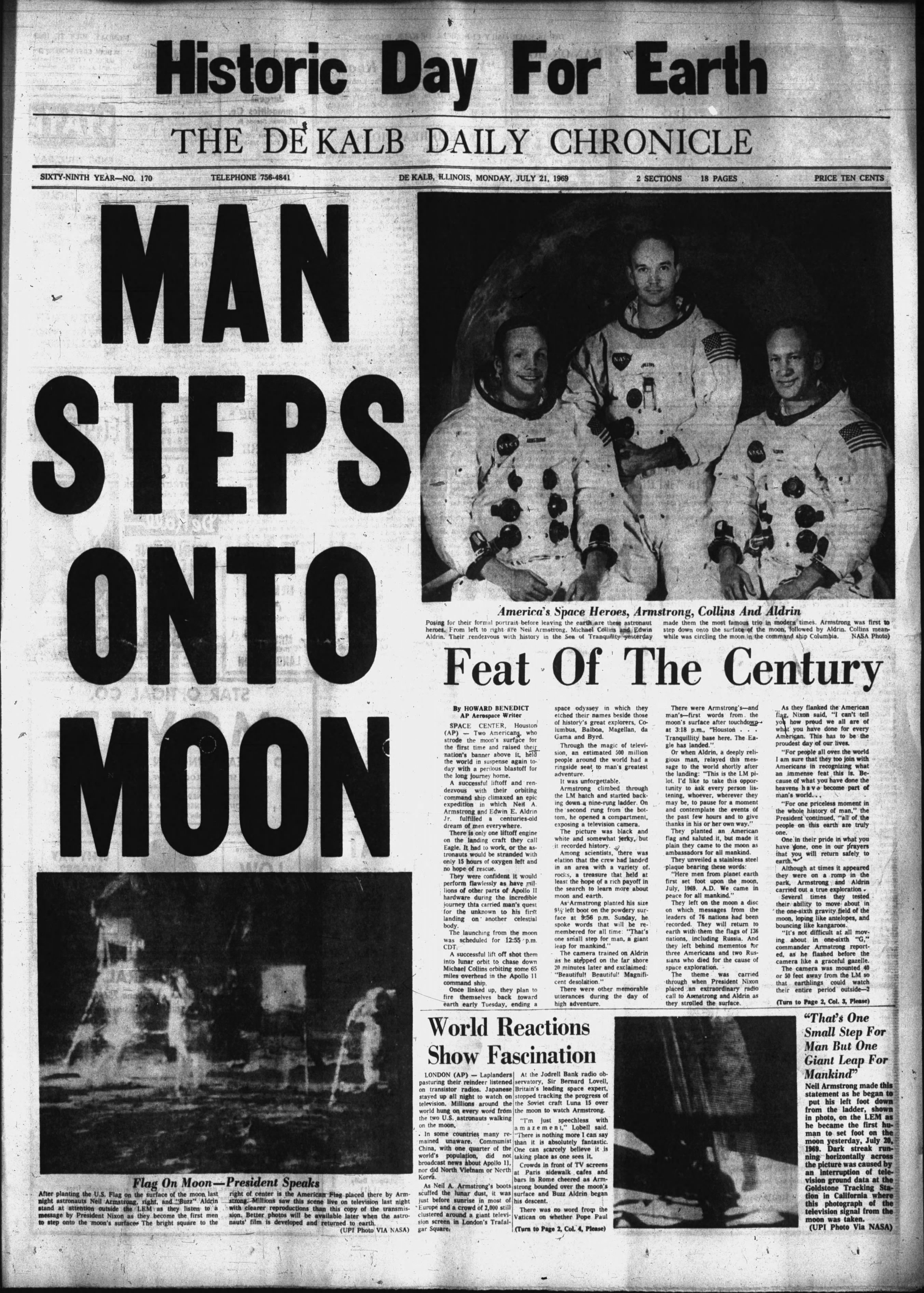 Historical covers for July 21: One Giant Leap: How local front