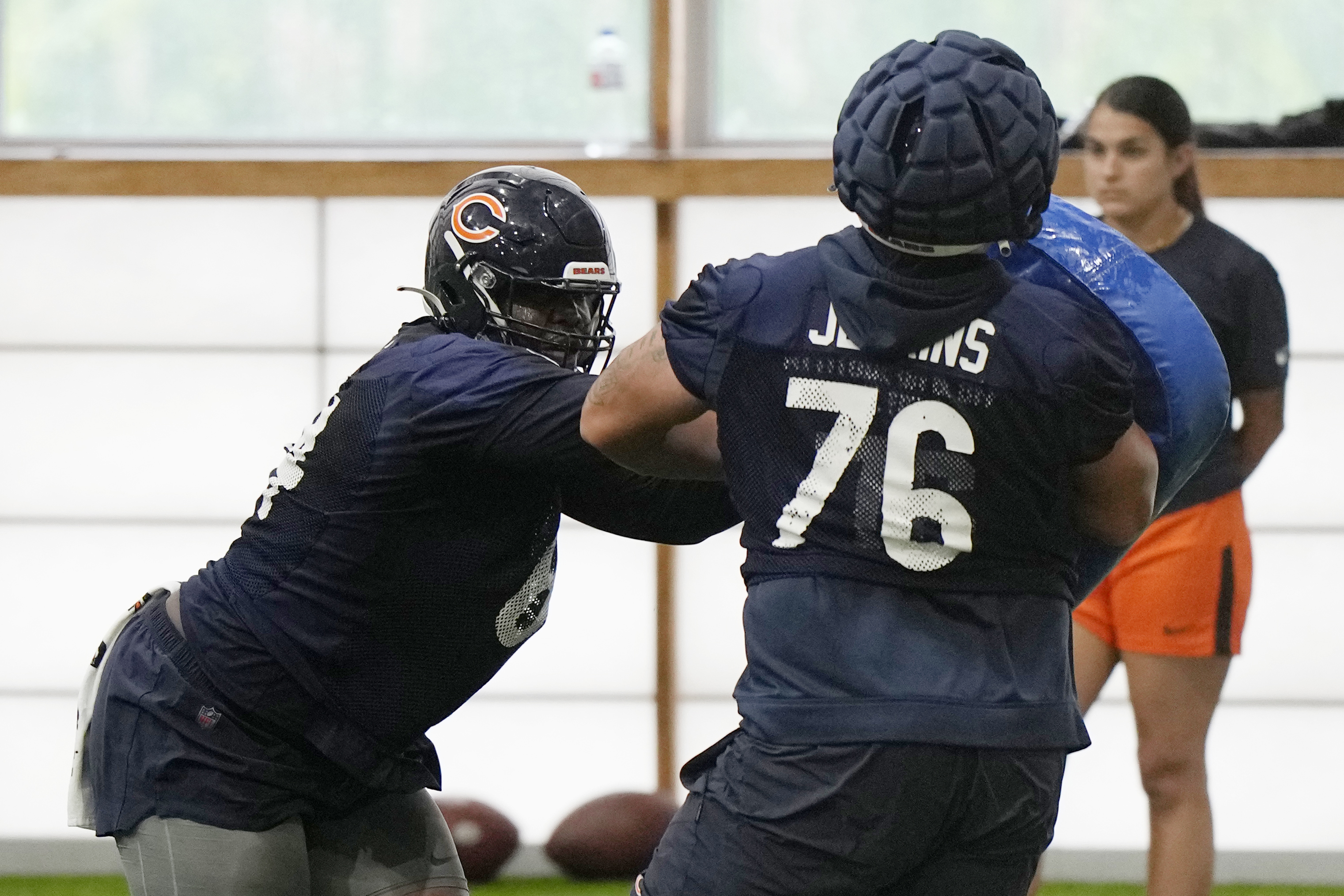 Chicago Bears offensive tackle Teven Jenkins (76) in action during