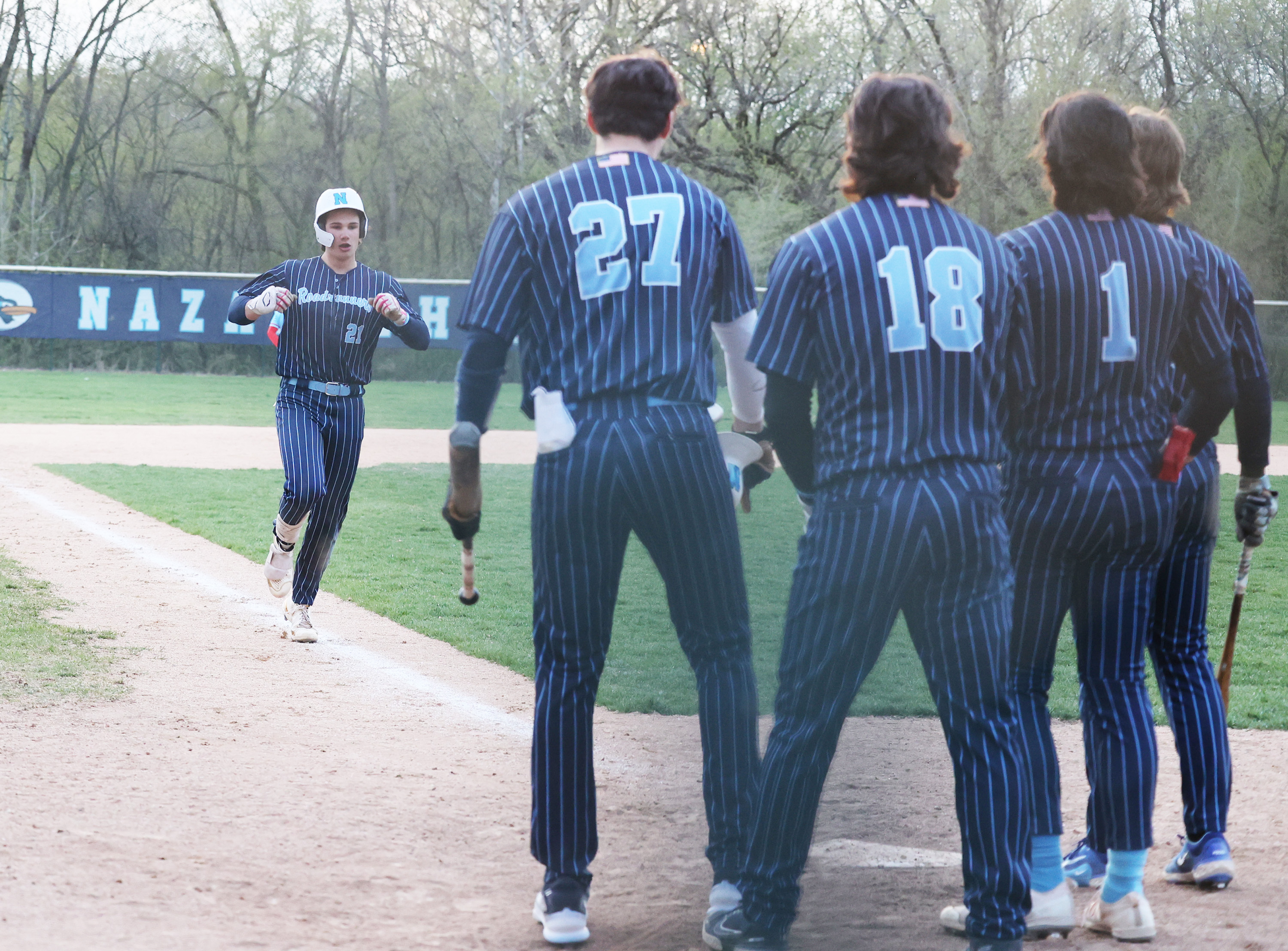 Jim Thome coaching his son's team at Nazareth Academy