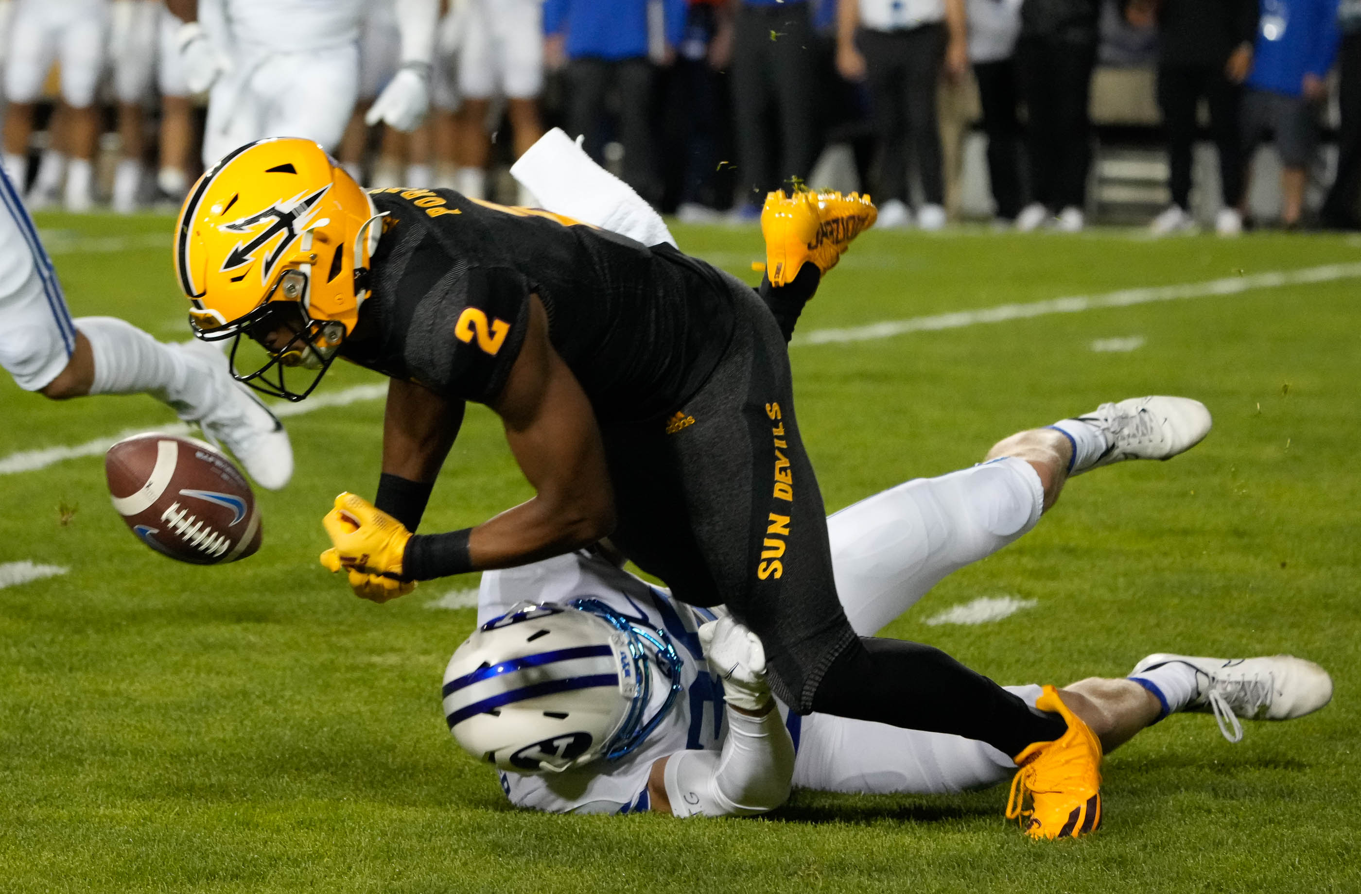 BYU running back Tyler Allgeier (25) takes knee during an NCAA college  football game against Virginia Saturday, Oct. 30, 2021, in Provo, Utah. (AP  Photo/George Frey Stock Photo - Alamy