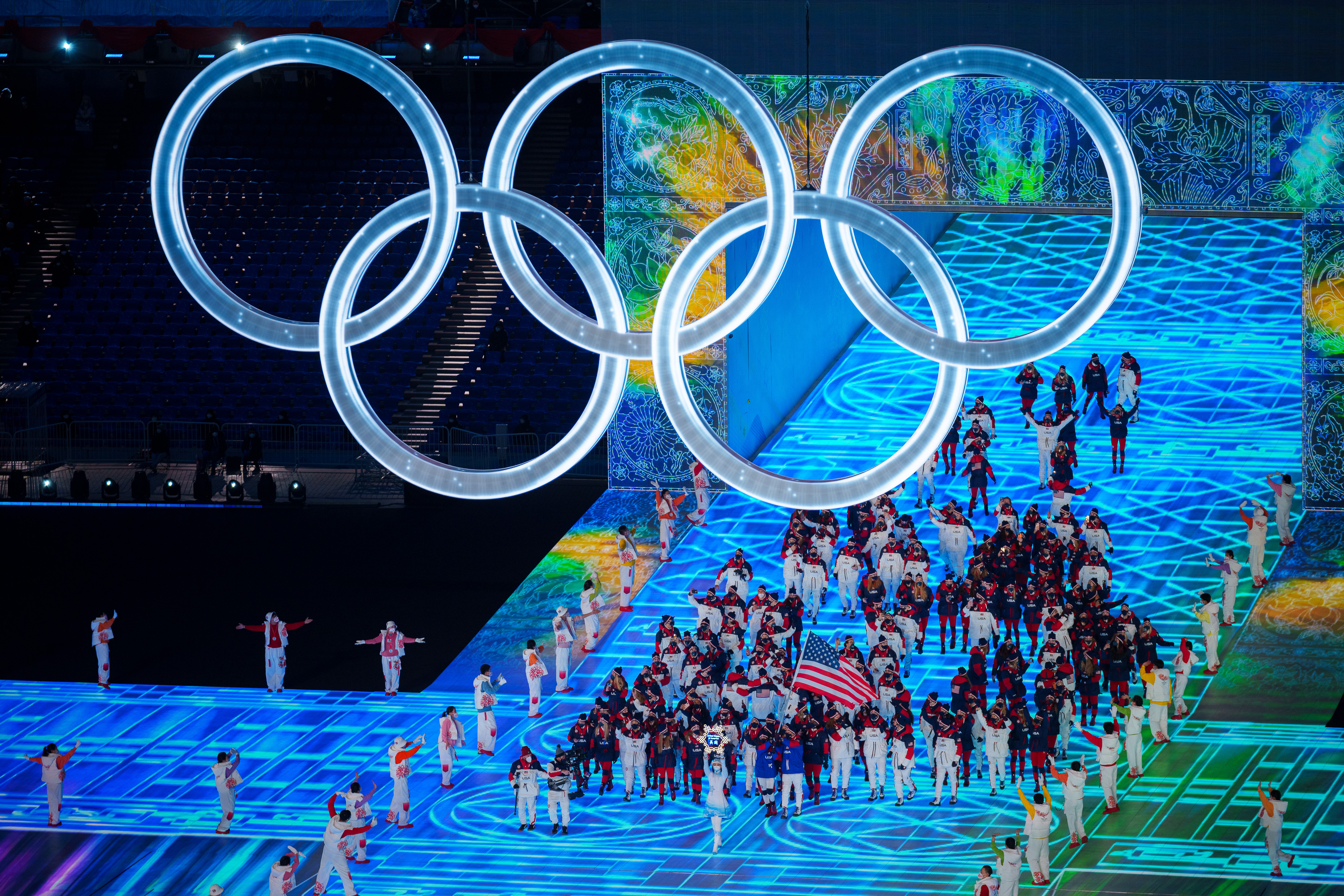 Brittany Bowe, John Shuster Lead Team USA During Parade of Nations