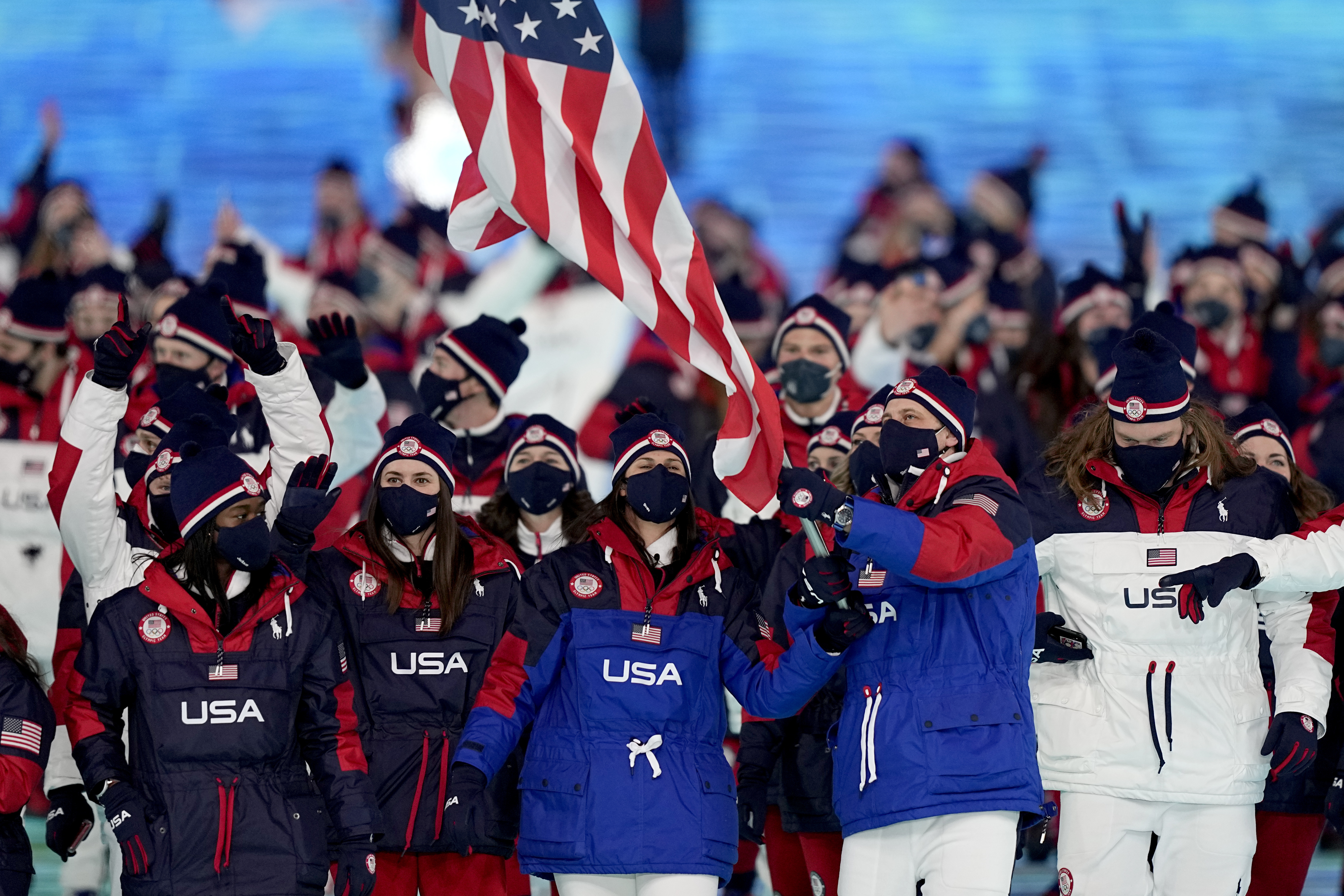 Brittany Bowe, John Shuster Lead Team USA During Parade of Nations