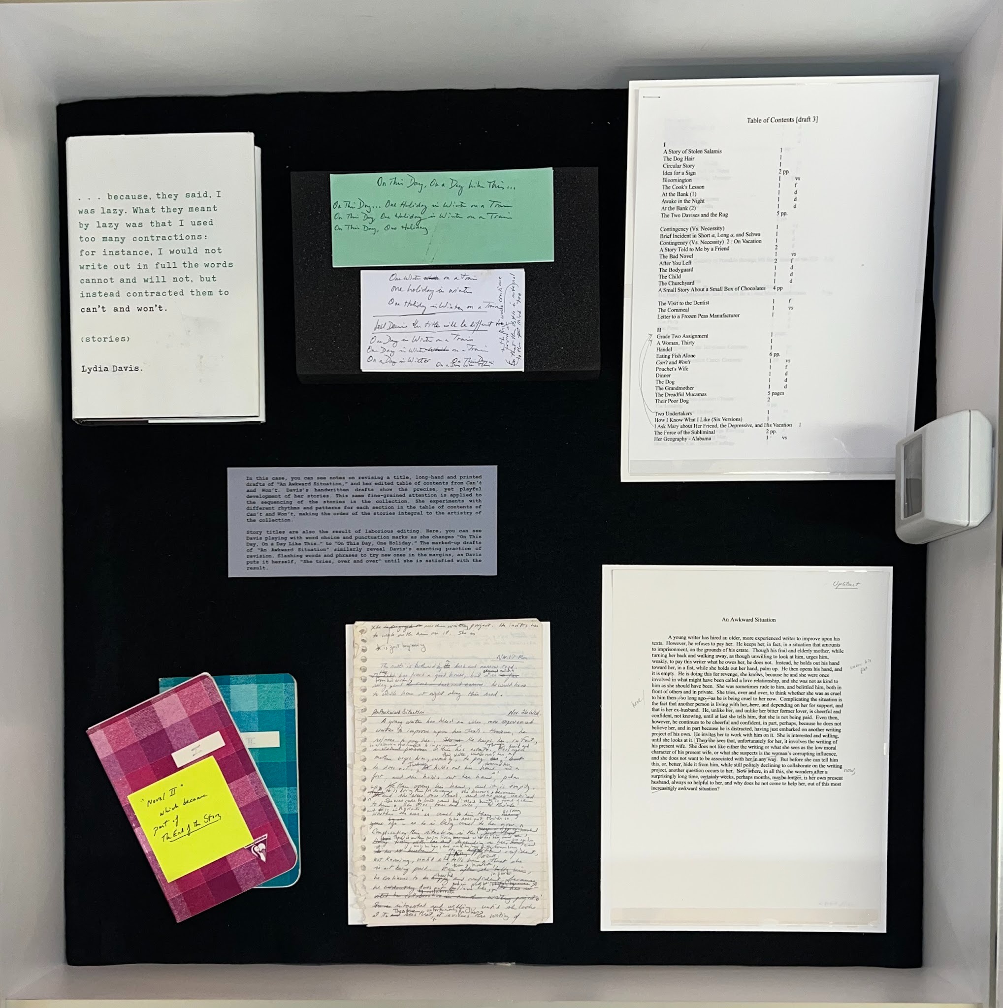 Rare Book & Manuscript Library exhibits ‘Notes I Have Now and Then Made: Items from the Lydia Davis Papers’