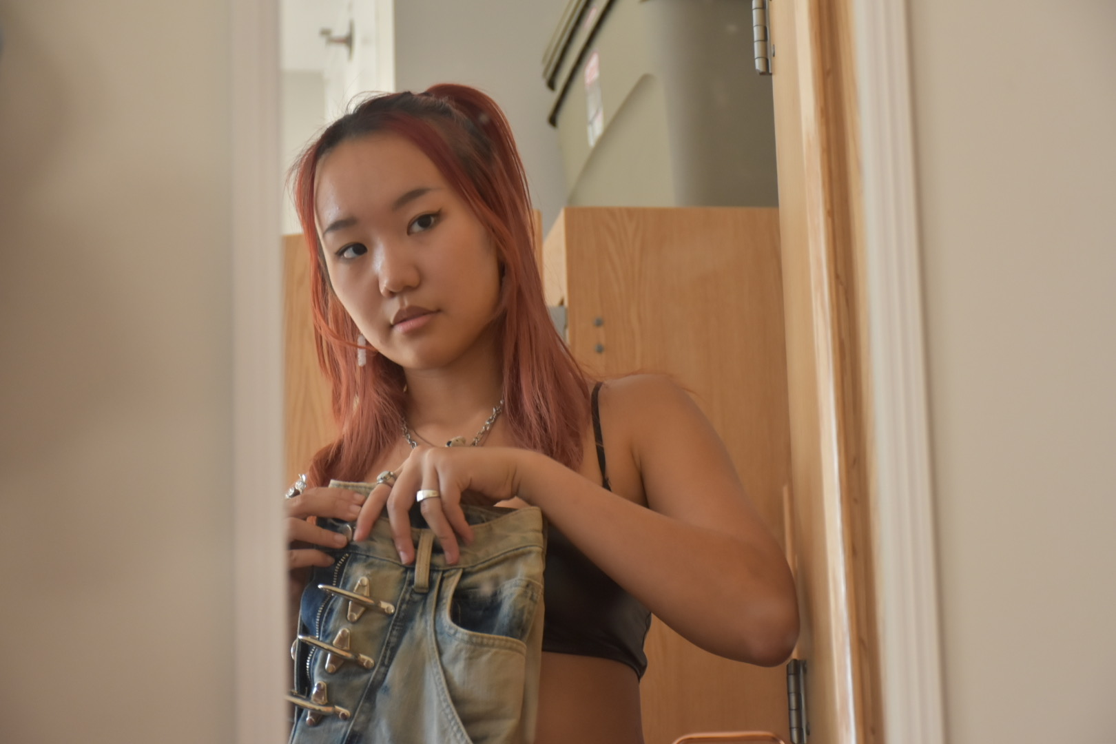 Janice Zhai, CC '25, creates fashion from plastic bag experiments