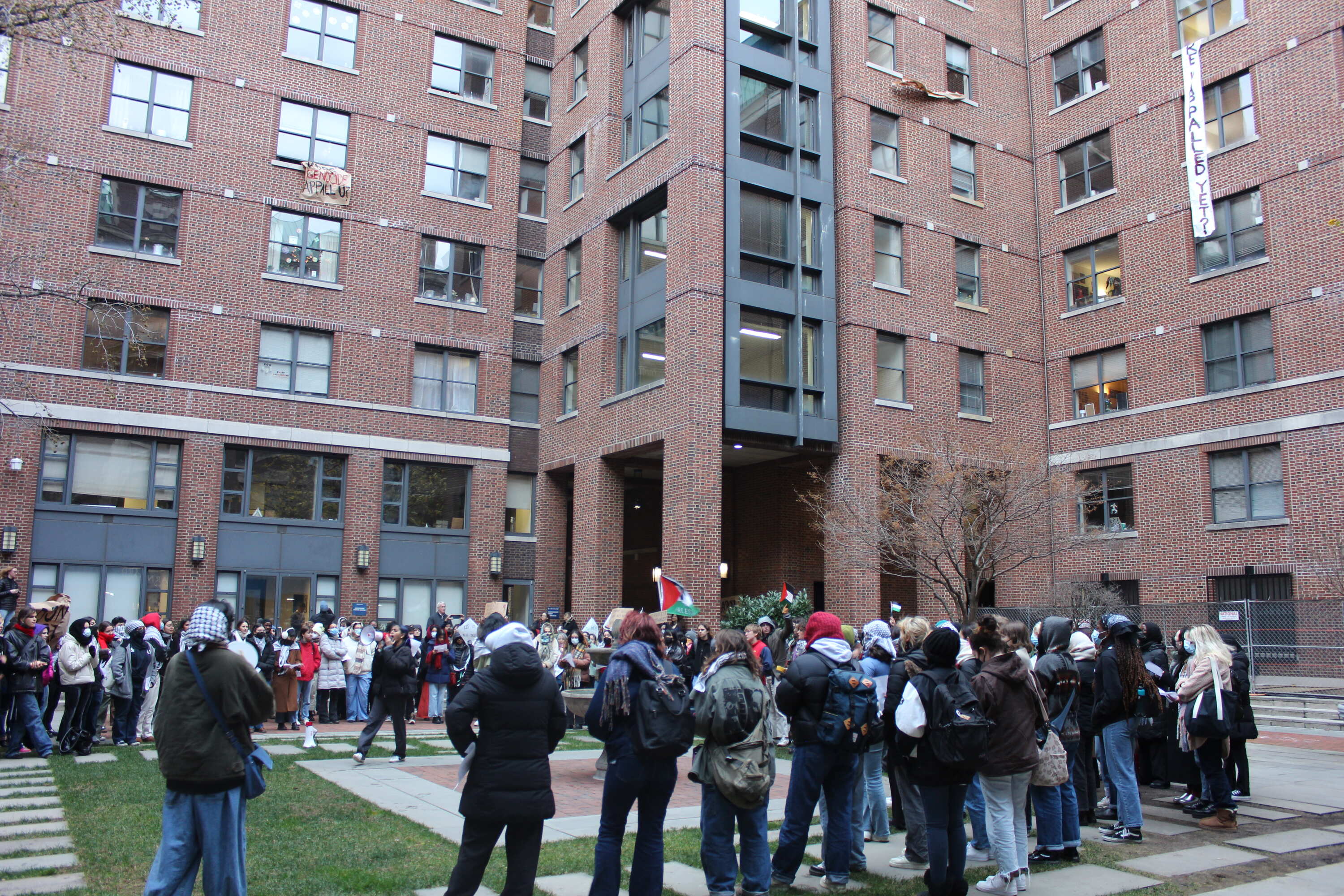 Protesters dye snow red on South Lawn during 'all eyes on Rafah' rally