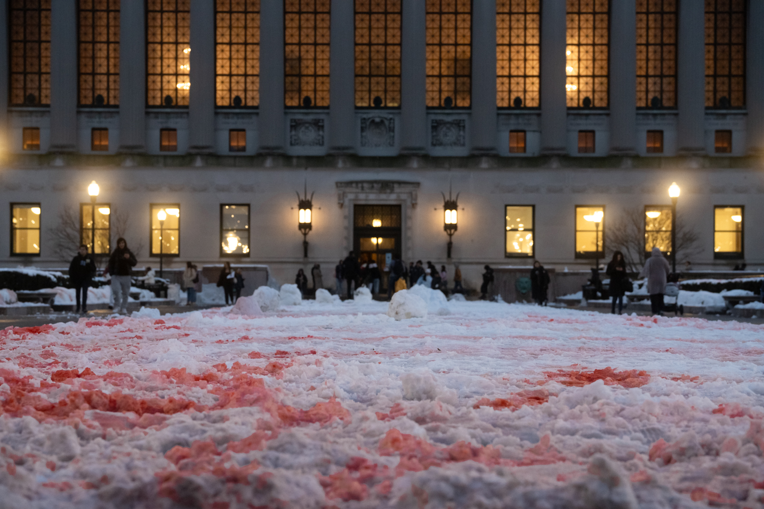 Protesters dye snow red on South Lawn during ‘all eyes on Rafah’ rally