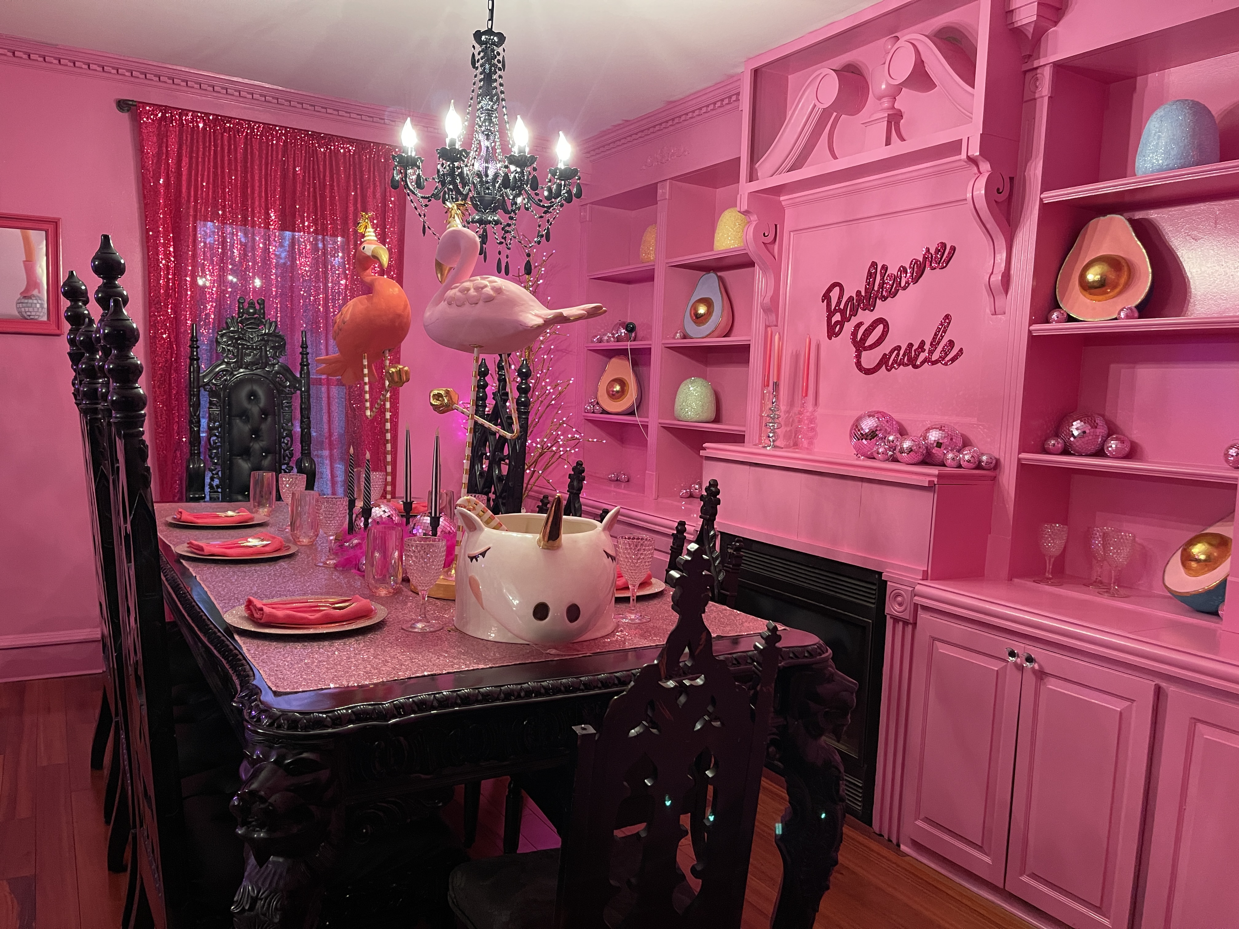 Hudson's Goth Castle is now a very pink Barbiecore Castle going
