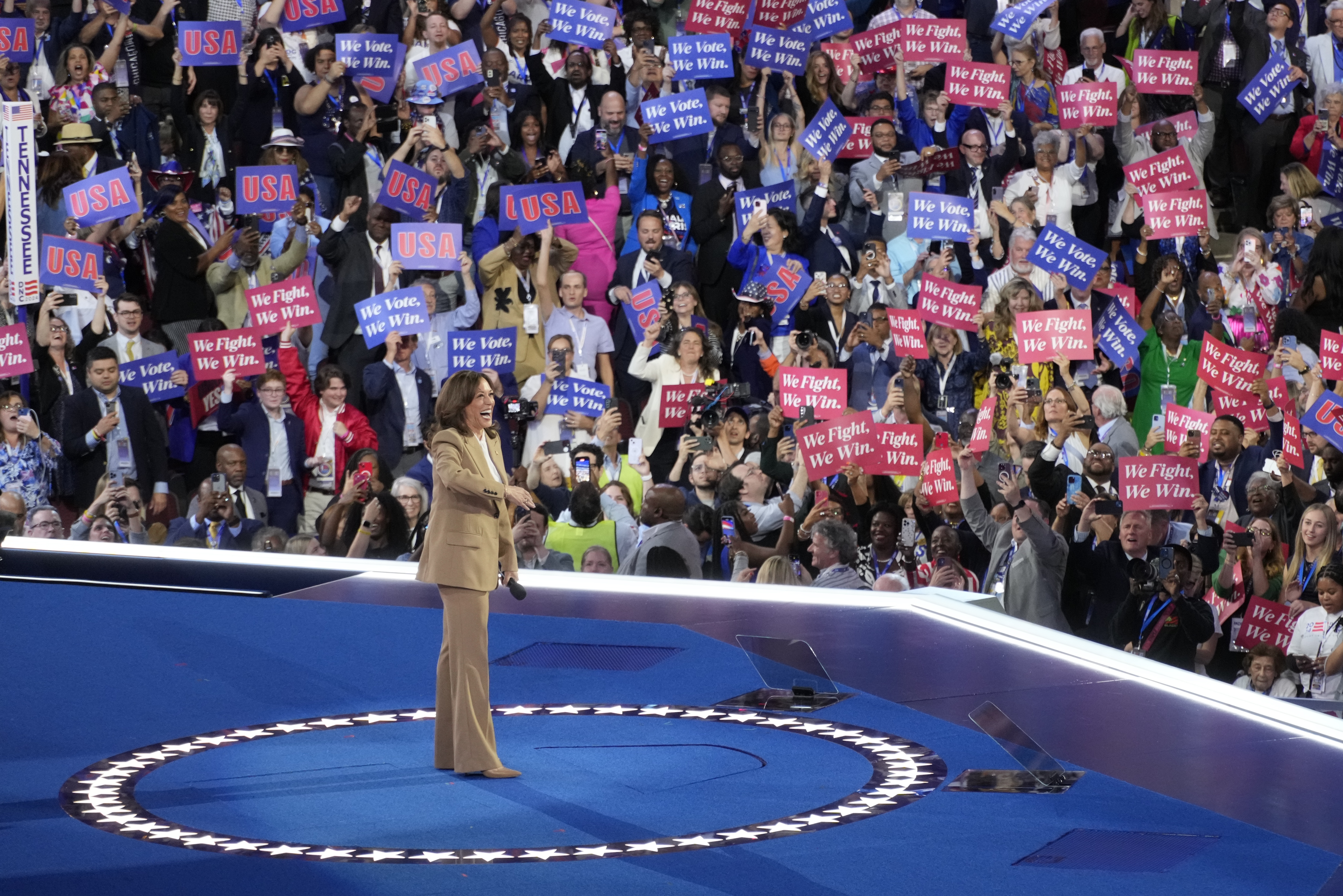 Democrats honor Biden and turn to Harris on first day of convention