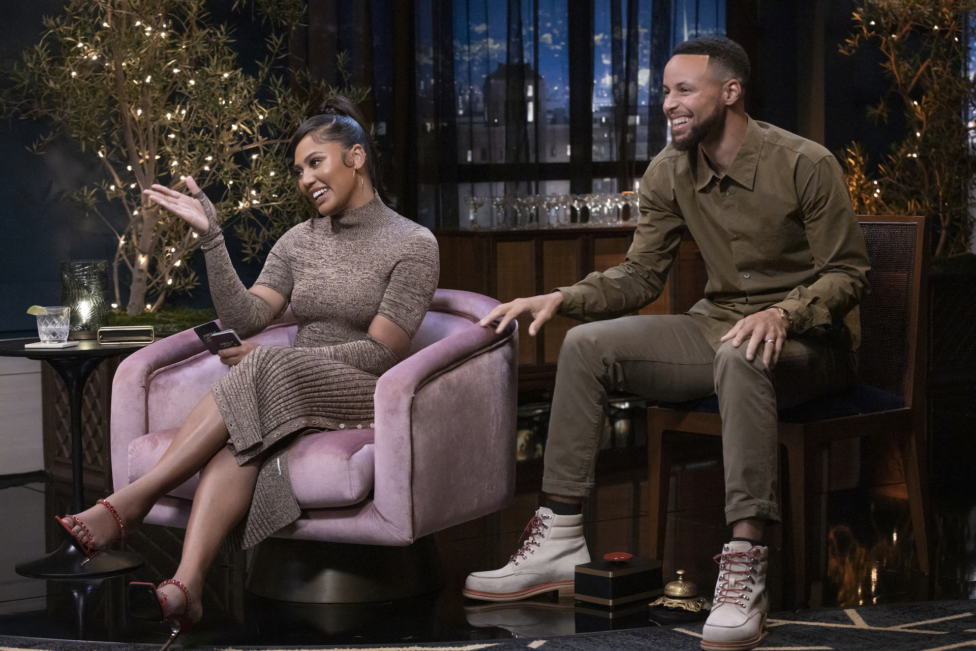 Stephen Curry and wife Ayesha score as game-show hosts in 'About Last Night'