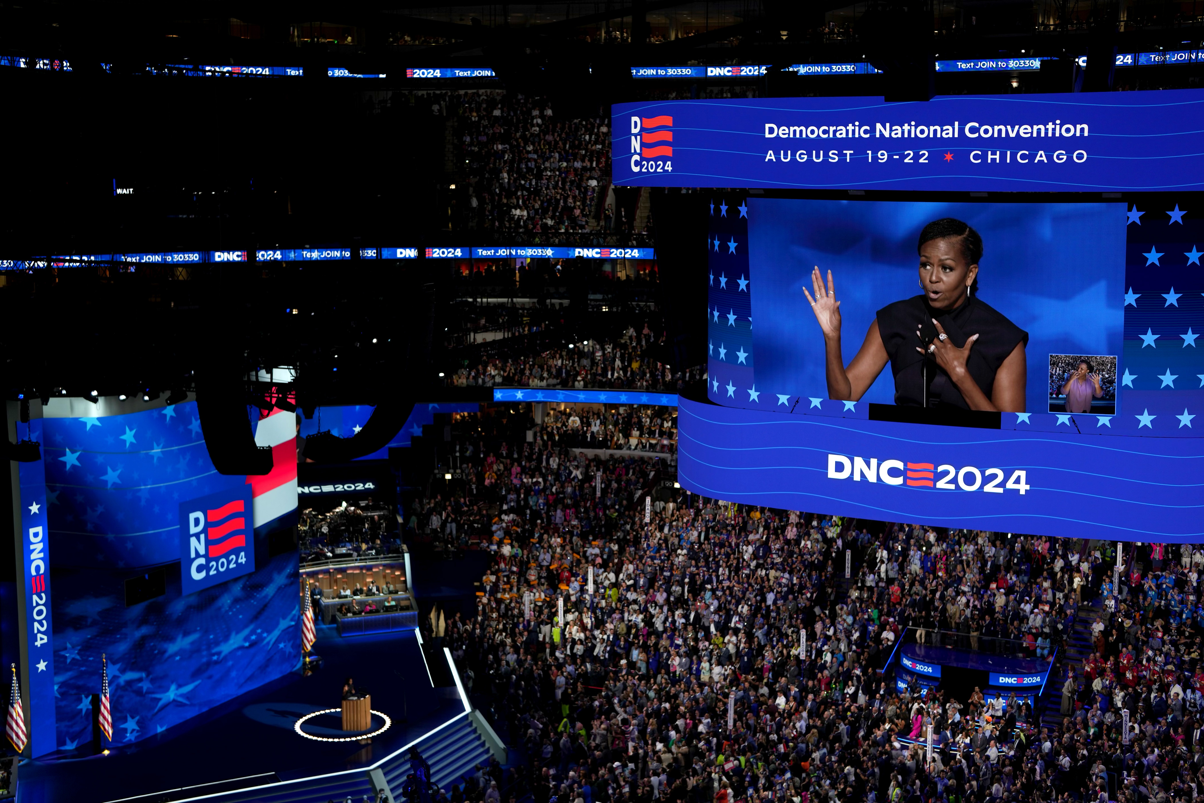 Obamas end second night of DNC with rousing support for Harris and dire warnings about Trump