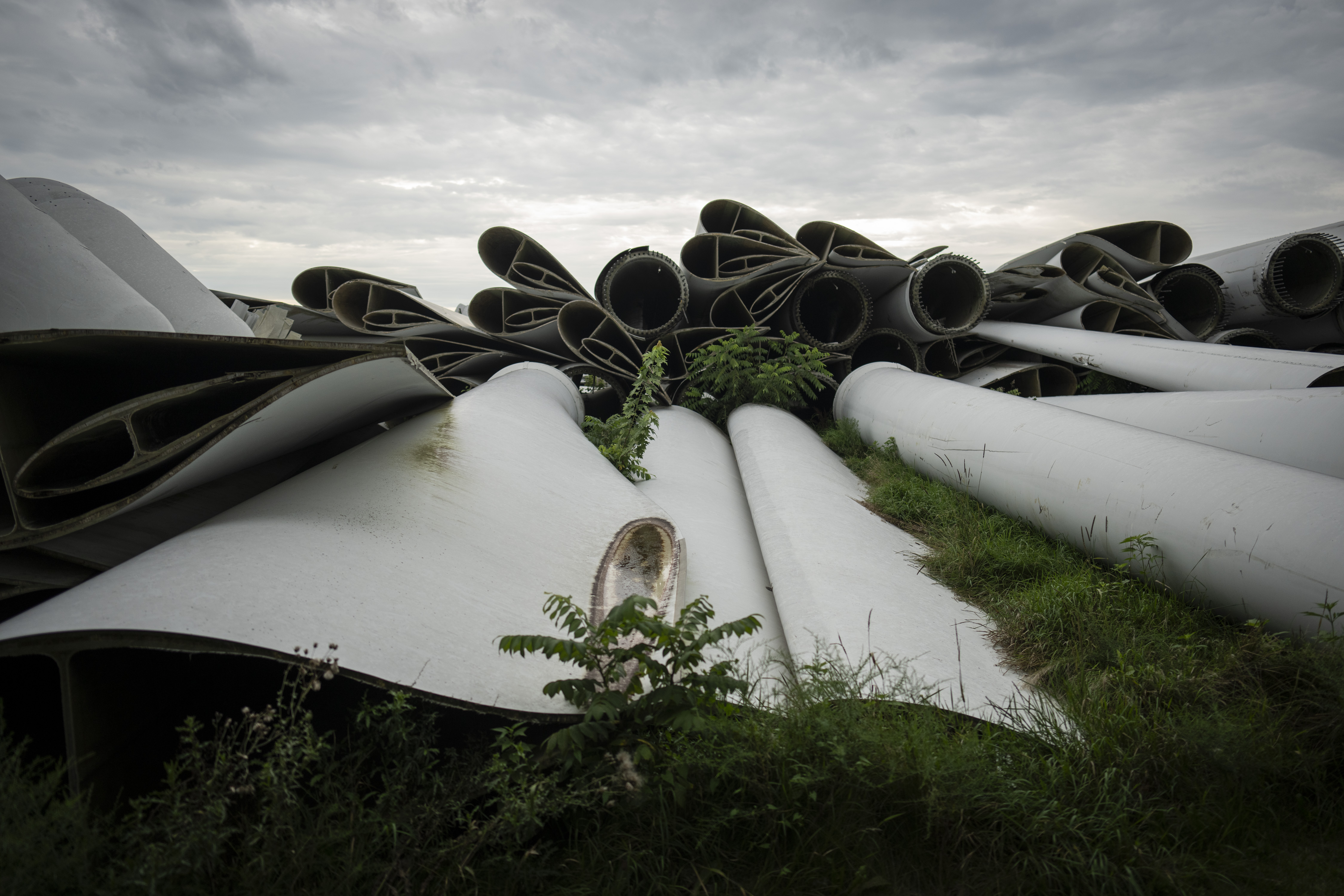 A small Minnesota town is stuck with a giant pile of wind blades