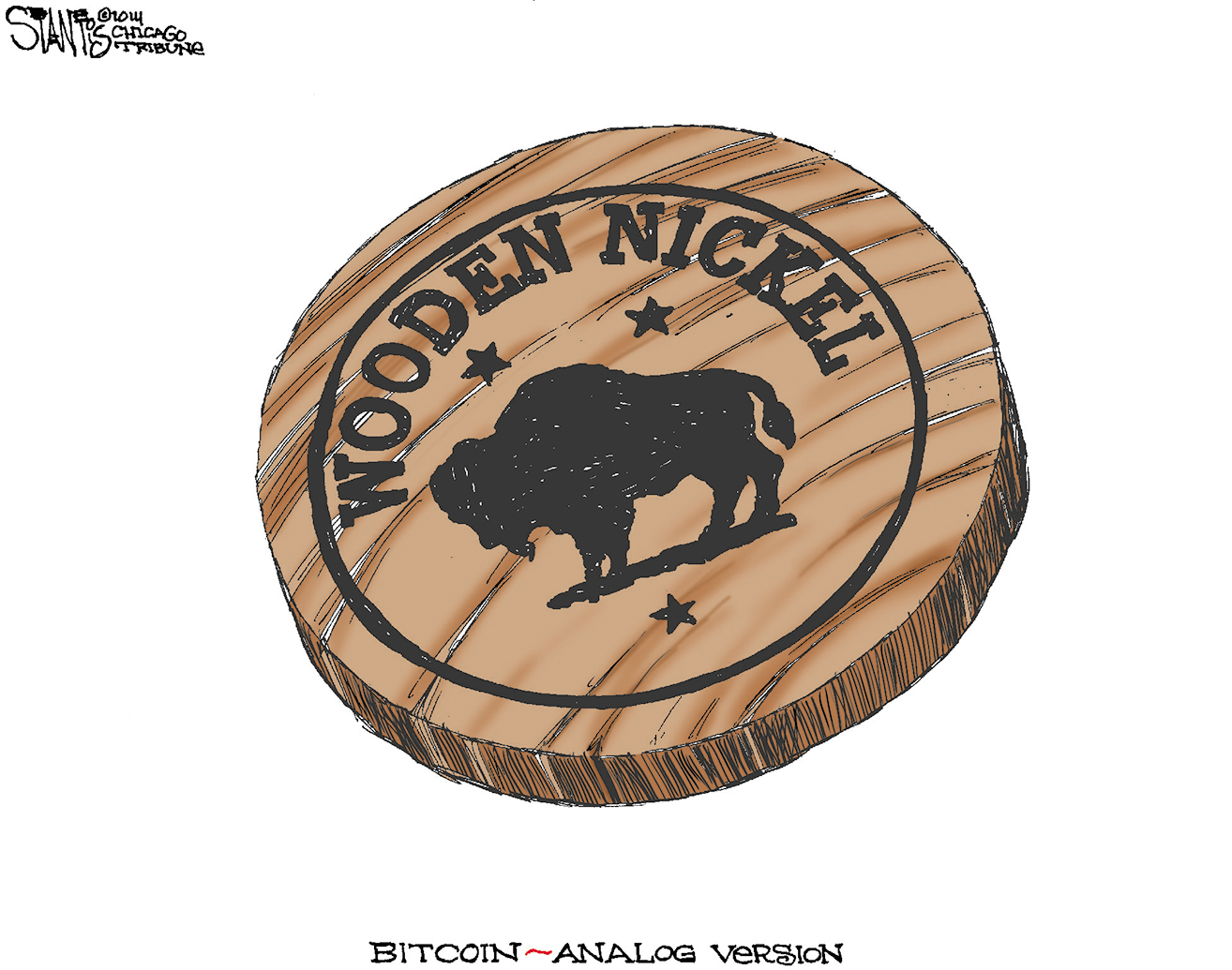 Editorial cartoon: Scott Stantis on Bitcoin