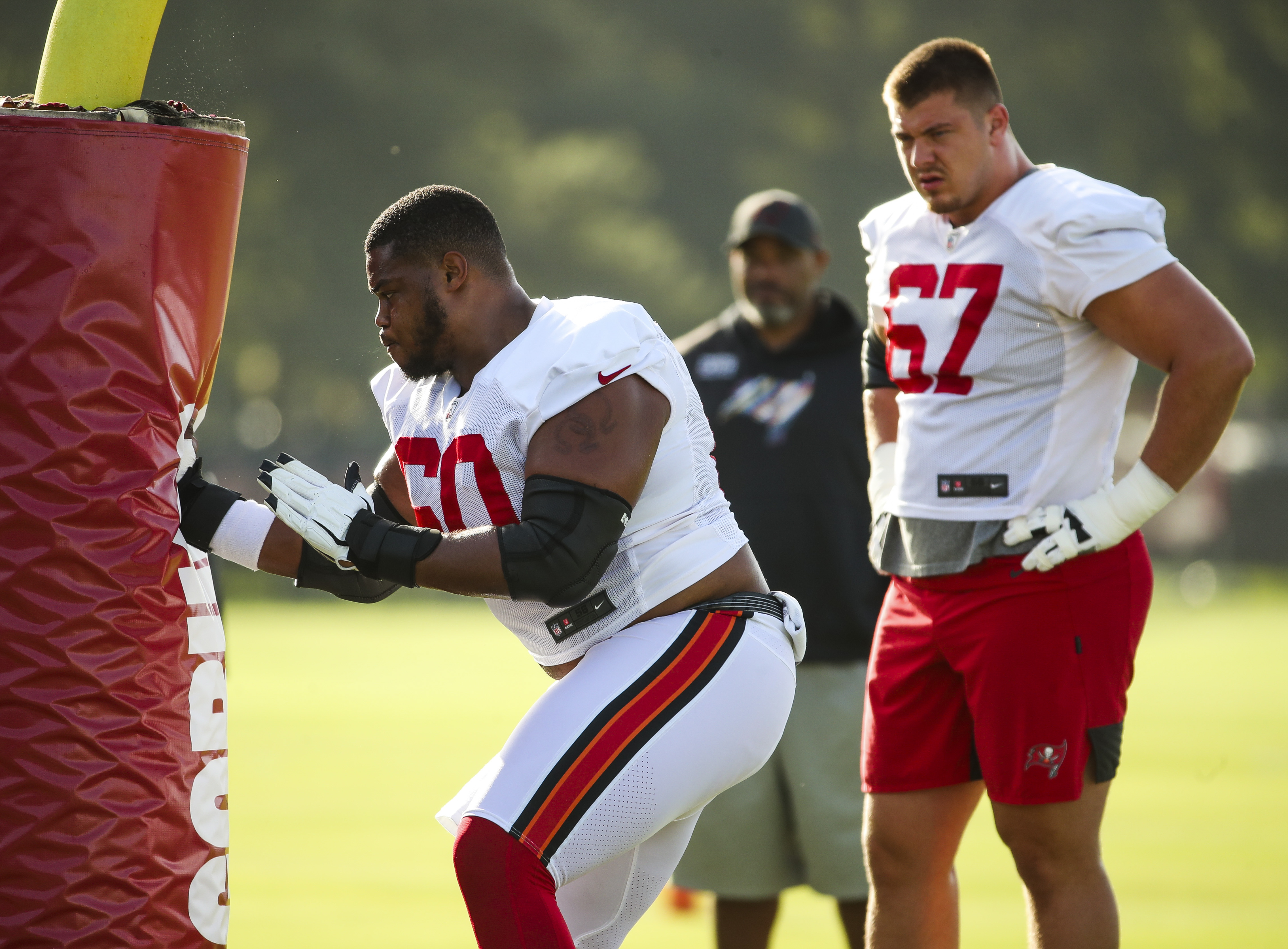 Tampa Bay Buccaneers guard Luke Goedeke (67) is seen during an NFL