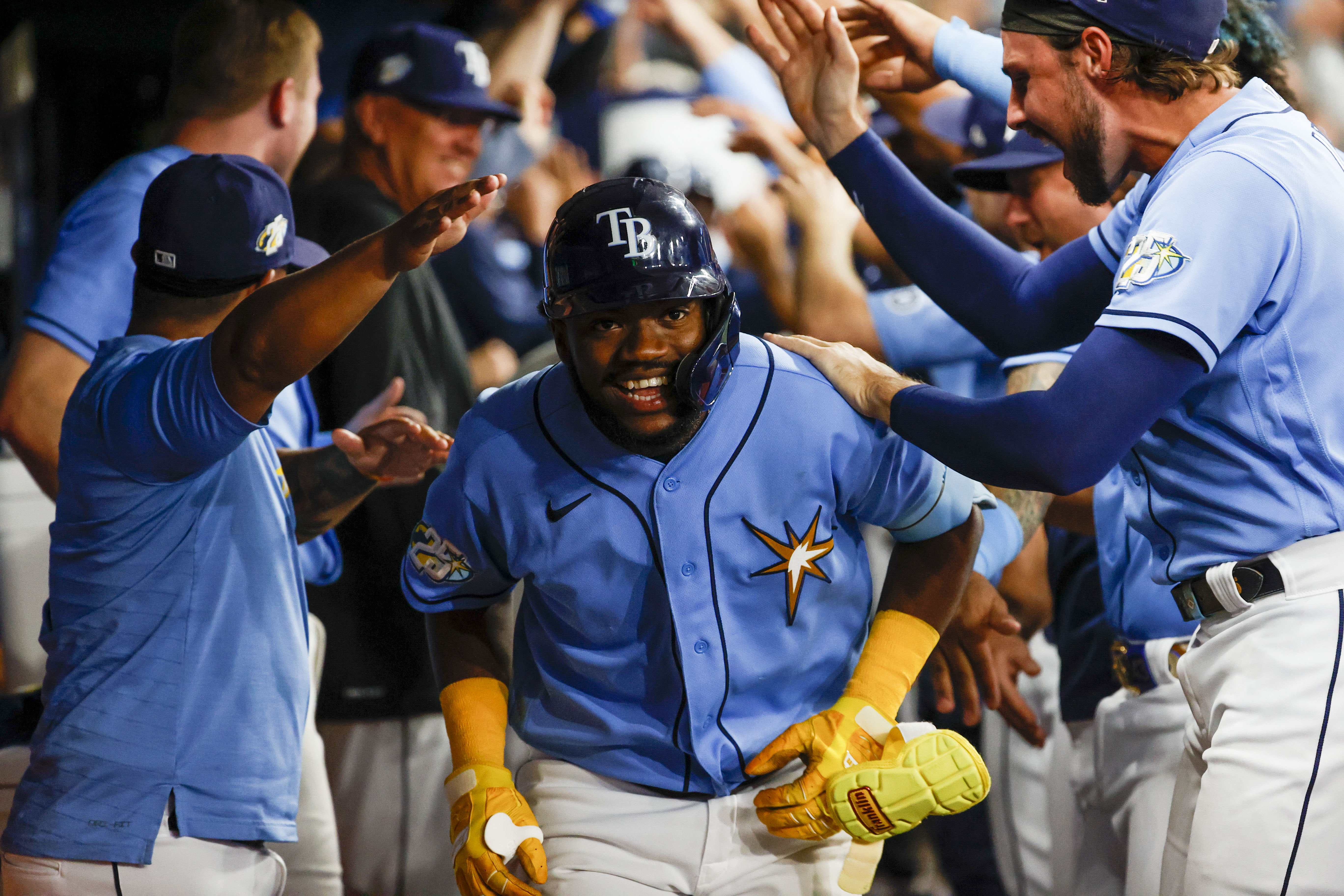 Congrats to Osleivis Basabe on being called up to the Rays! Swipe to see  the moment during last night's game our manager announced to…