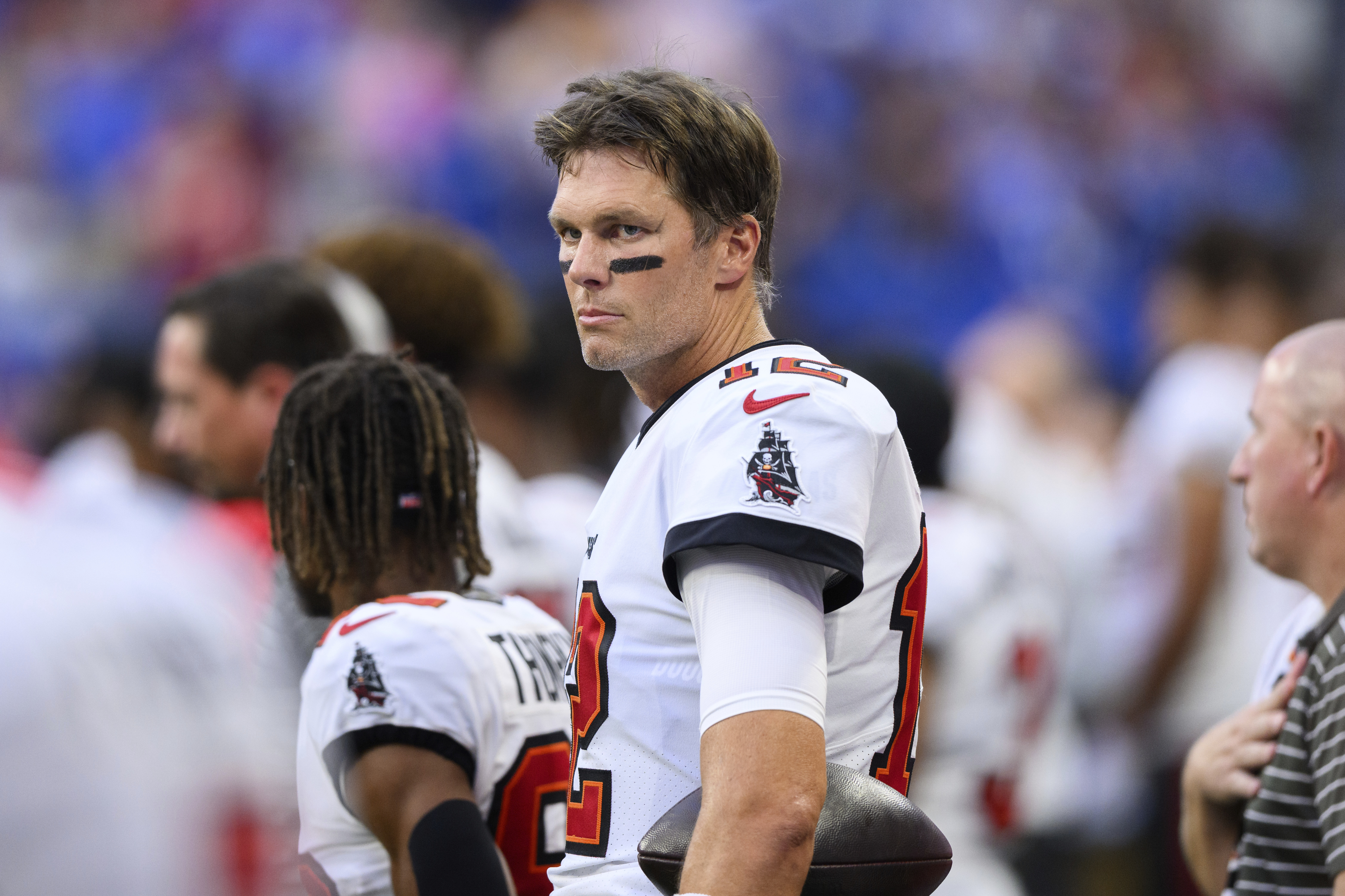 Tampa Bay Buccaneers offensive tackle Robert Hainsey (70) protects