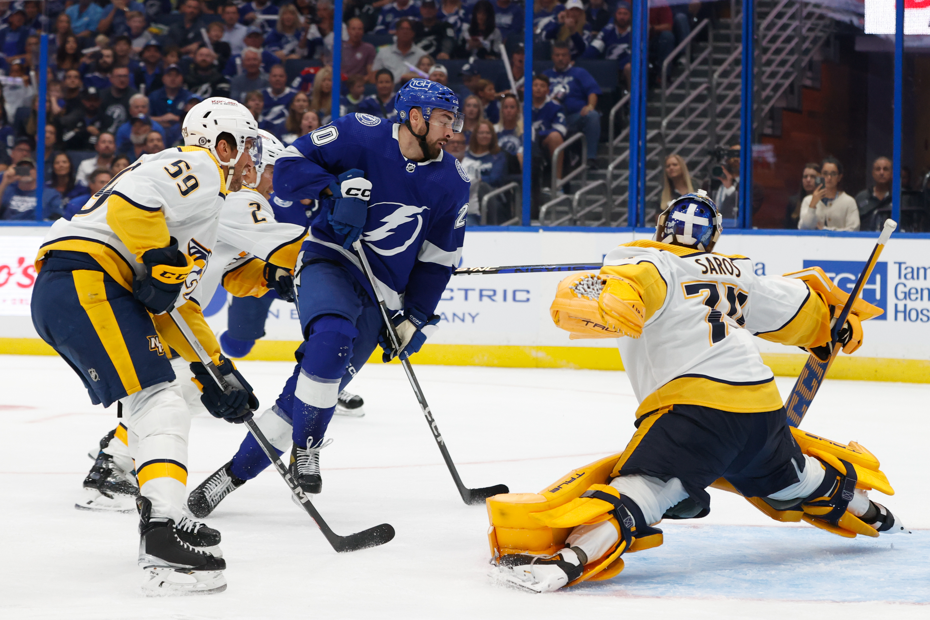 Johansson wins in debut, Paul has 2 power-play goals and Lightning beat  Predators 5-3