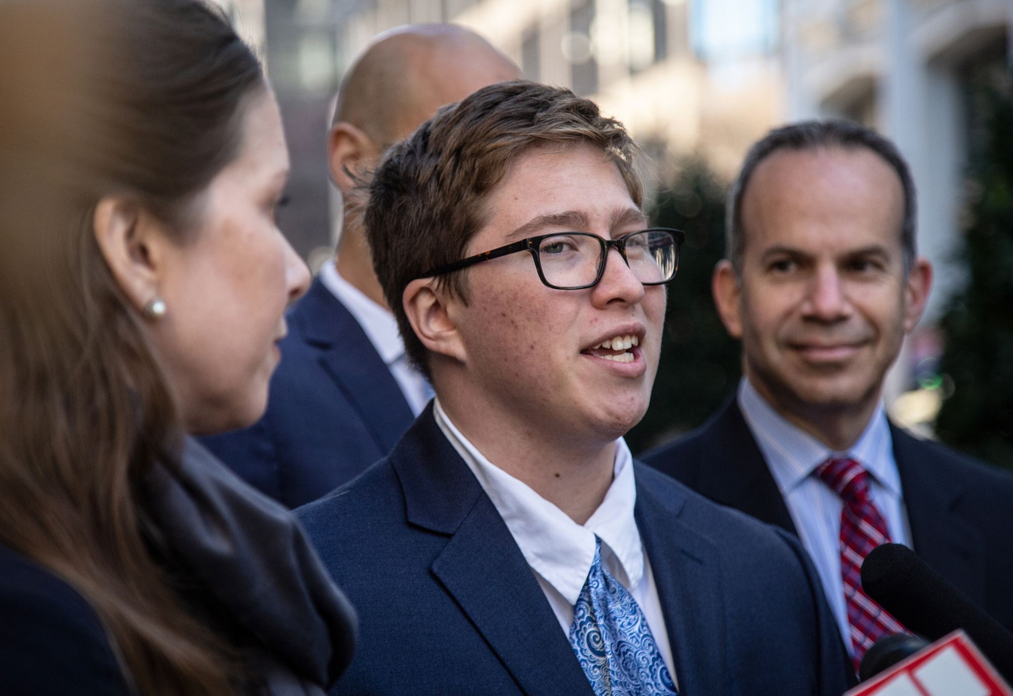 Drew Adams speaks with reporters outside of the 11th Circuit Court of Appeals in December 2019 in Atlanta. [RON HARRIS  |  AP]