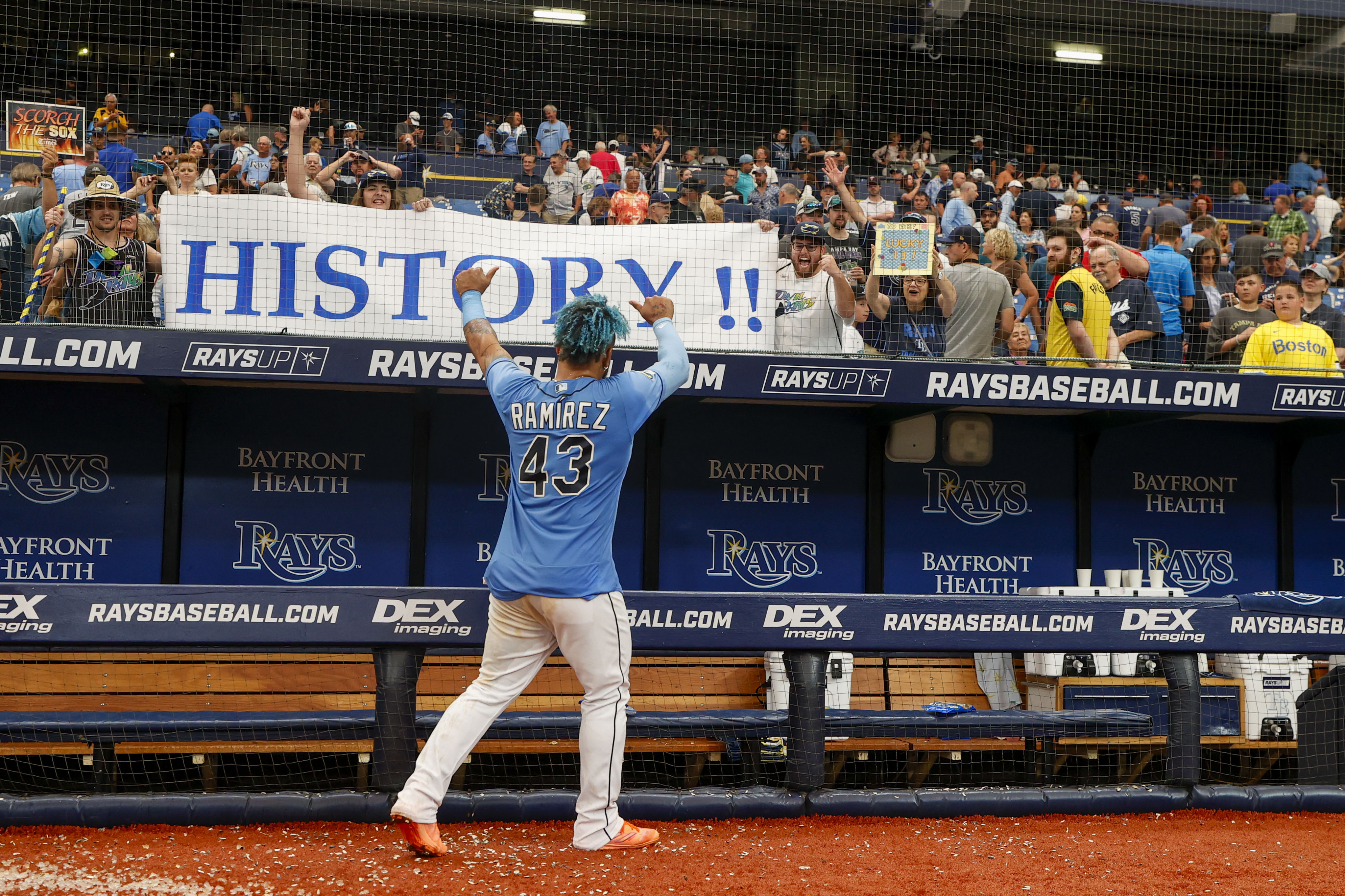 Rays rally past Red Sox to improve to 13-0, tie modern MLB record