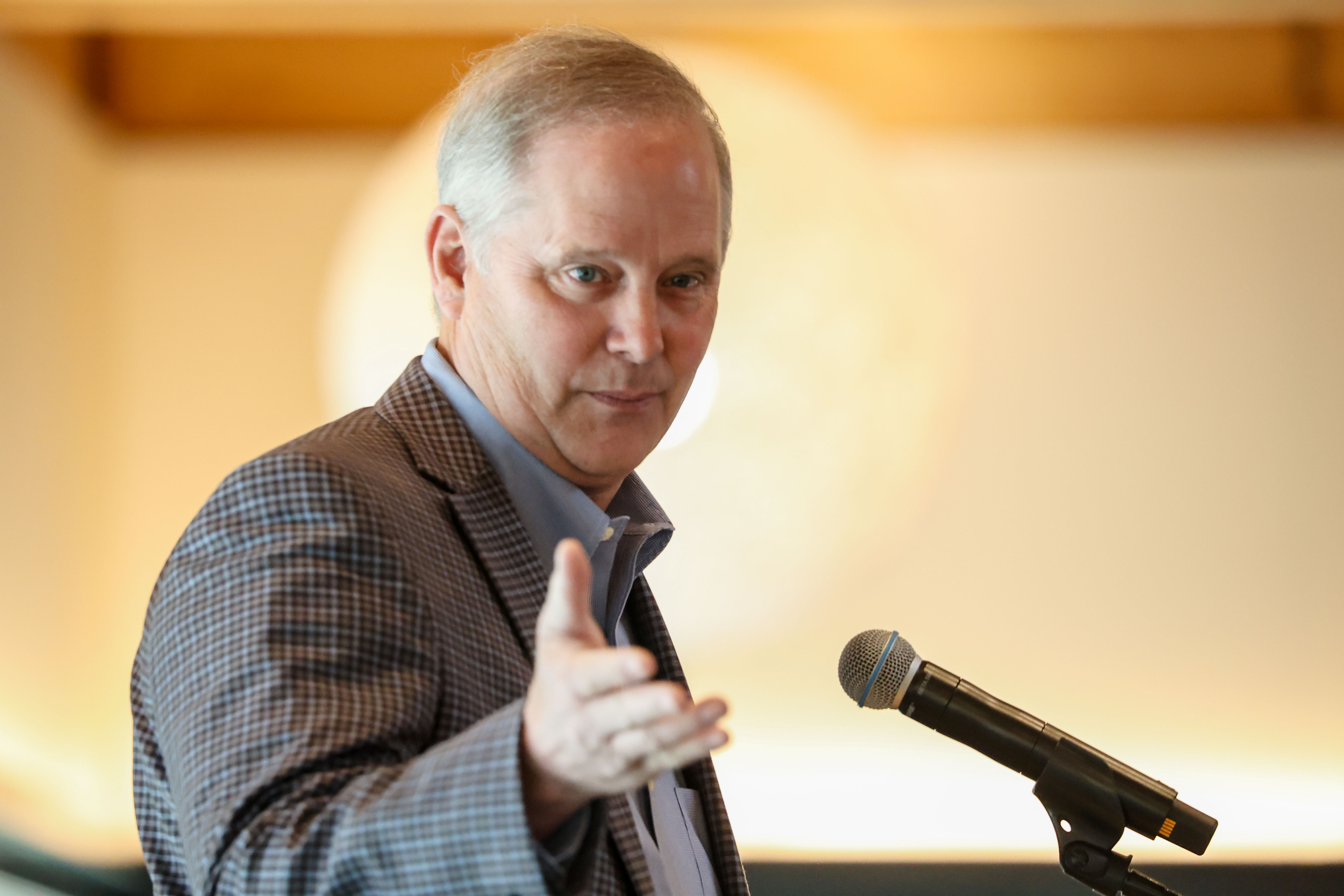 Wilton Simpson, Florida Commissioner of Agriculture, speaks at Lay of the Land, a conference for Florida landholders. He told farmers that his agency is there to help them.
