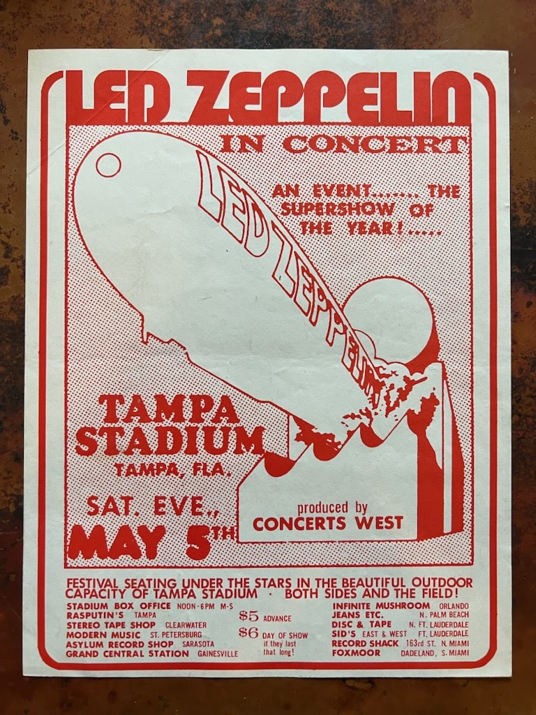 50 years ago in Tampa, a sold-out Led Zeppelin show beat the Beatles