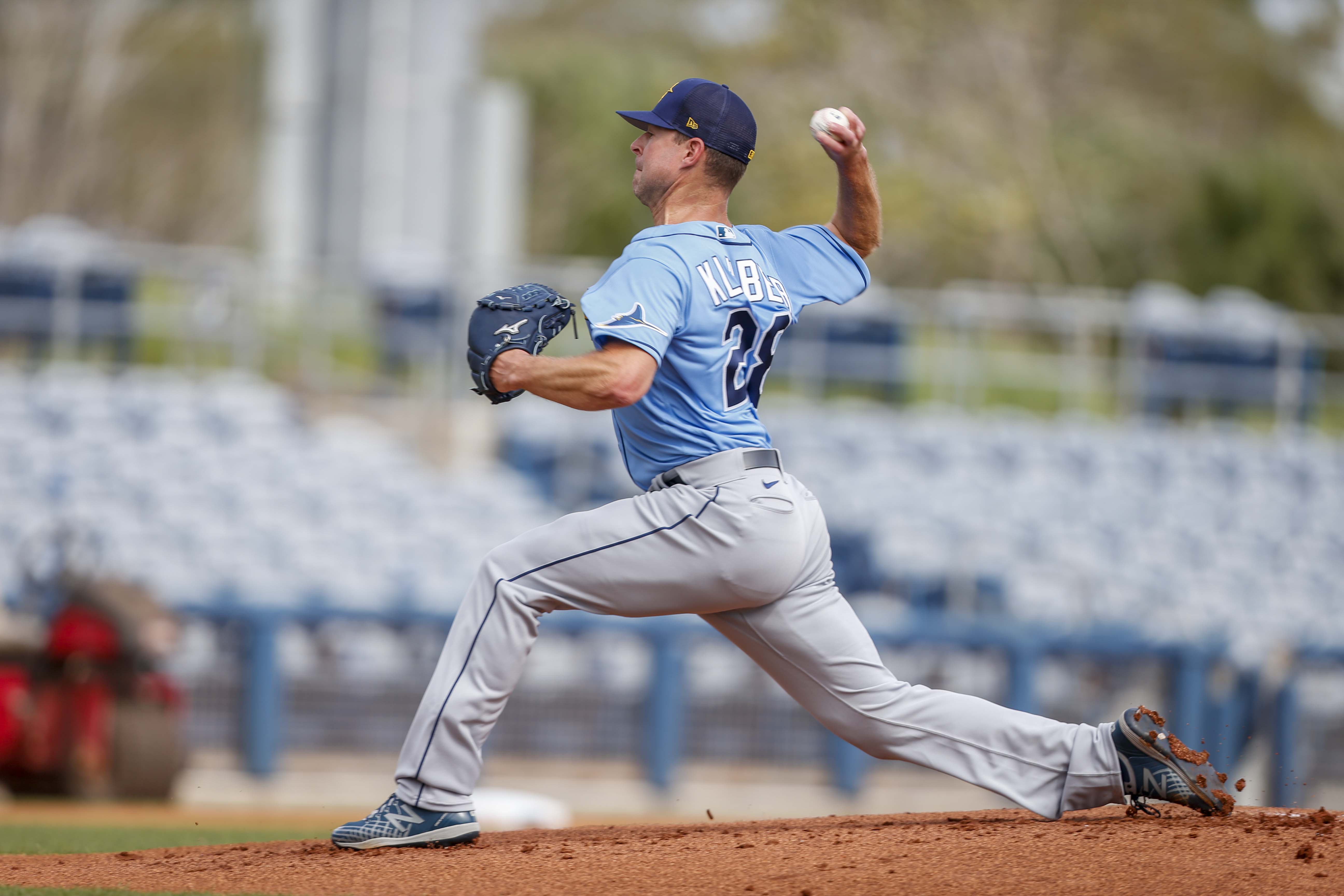 Boston Red Sox's Corey Kluber pitches to the Tampa Bay Rays during the  first inning of a spring training baseball game Saturday, March 25, 2023,  in St. Petersburg, Fla. (AP Photo/Chris O'Meara