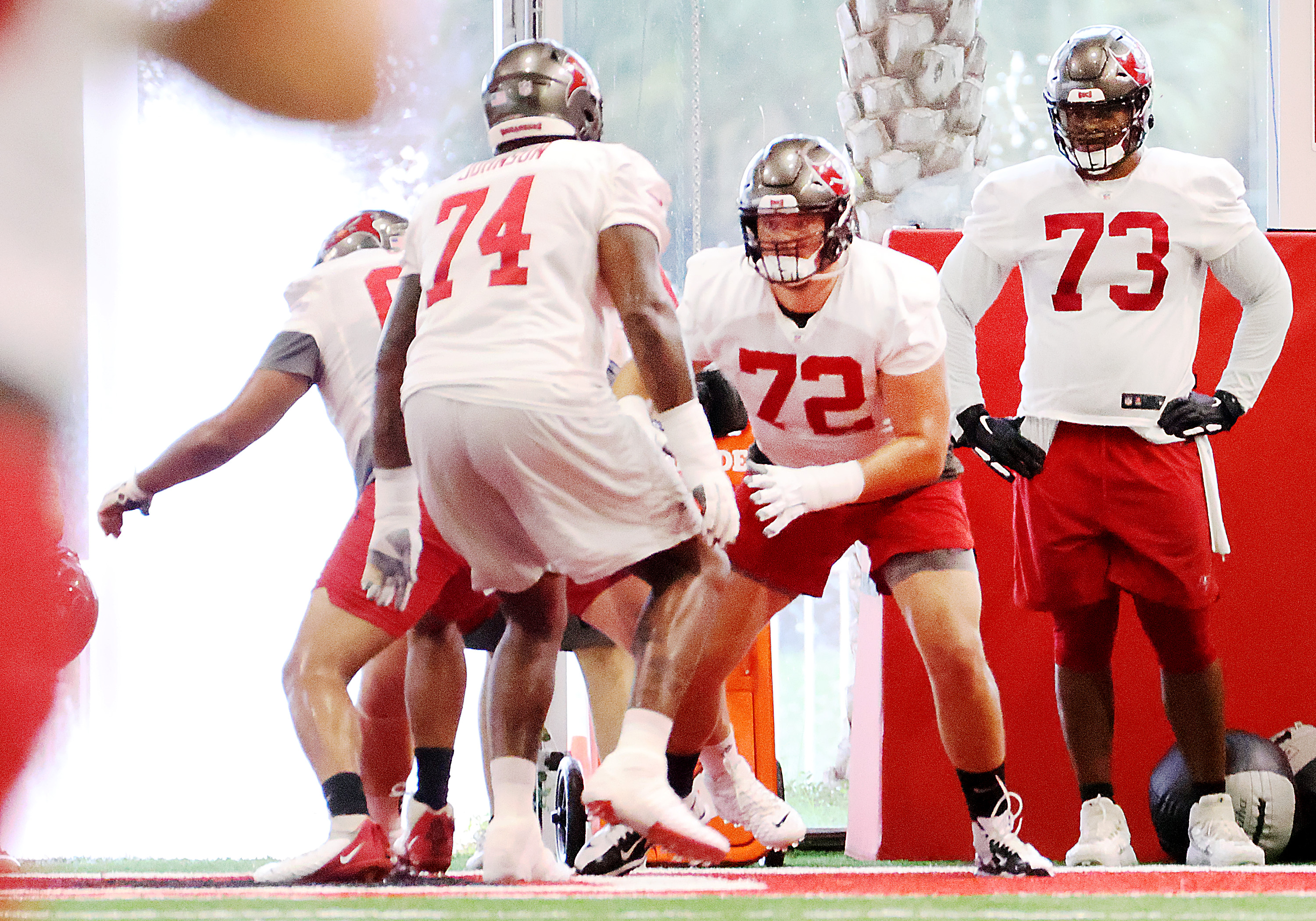 Tampa Bay Buccaneers offensive tackle Josh Wells (72) leaves the field  after a preseason NFL football game against the Tennessee Titans, Saturday,  Aug. 21, 2021, in Tampa, Fla. (AP Photo/Phelan M. Ebenhack