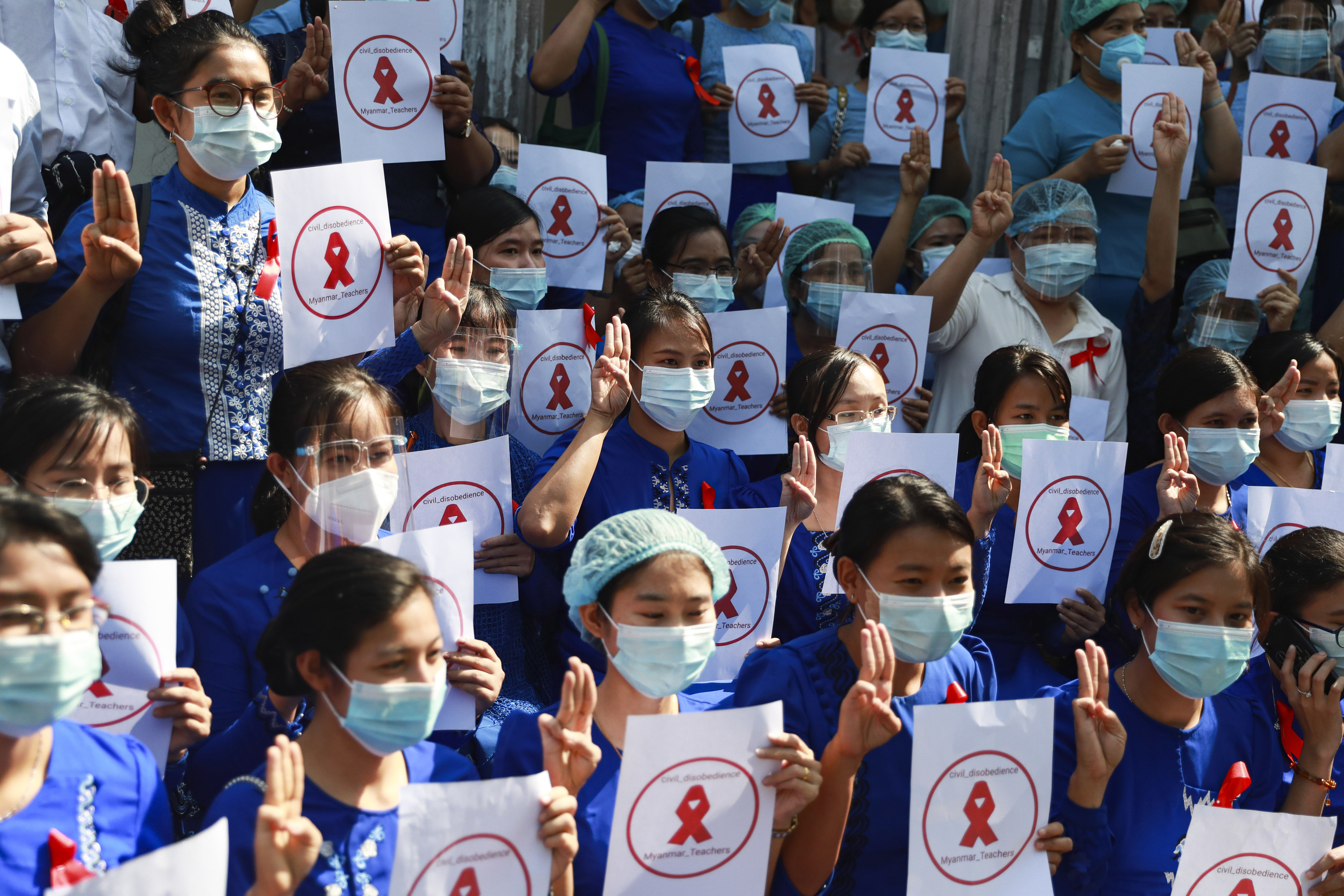 Hundreds Protest Coup In Myanmar As Resistance Spreads