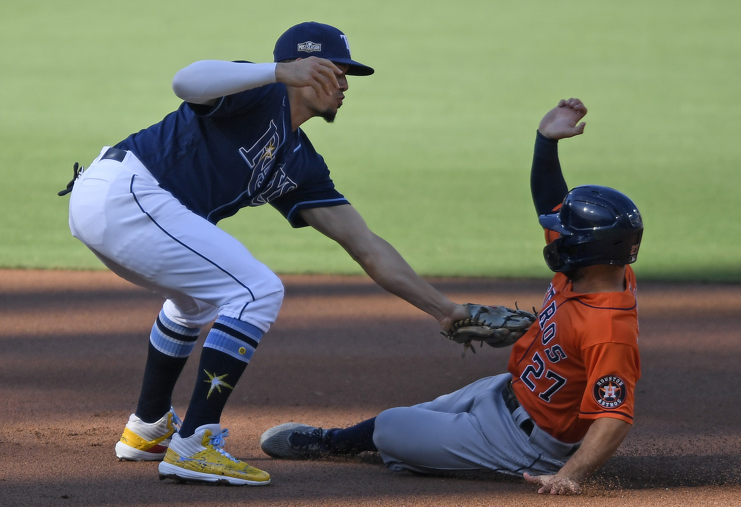 Houston Astros pitcher Andre Scrubb walks off after being relieved during  the seventh inning in Game 6 of a baseball American League Championship  Series against the Tampa Bay Rays, Friday, Oct. 16