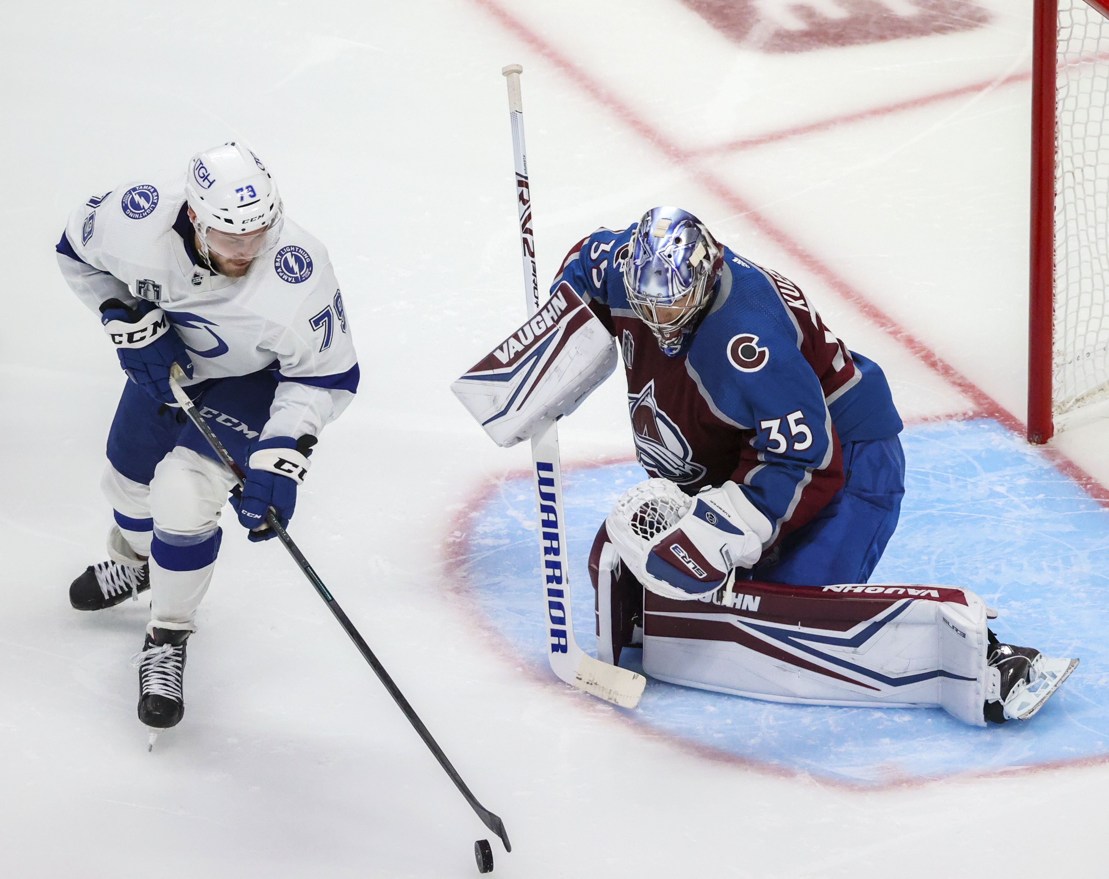 Darcy Kuemper 7, Corey Perry 0. Avalanche goalie handling Tampa