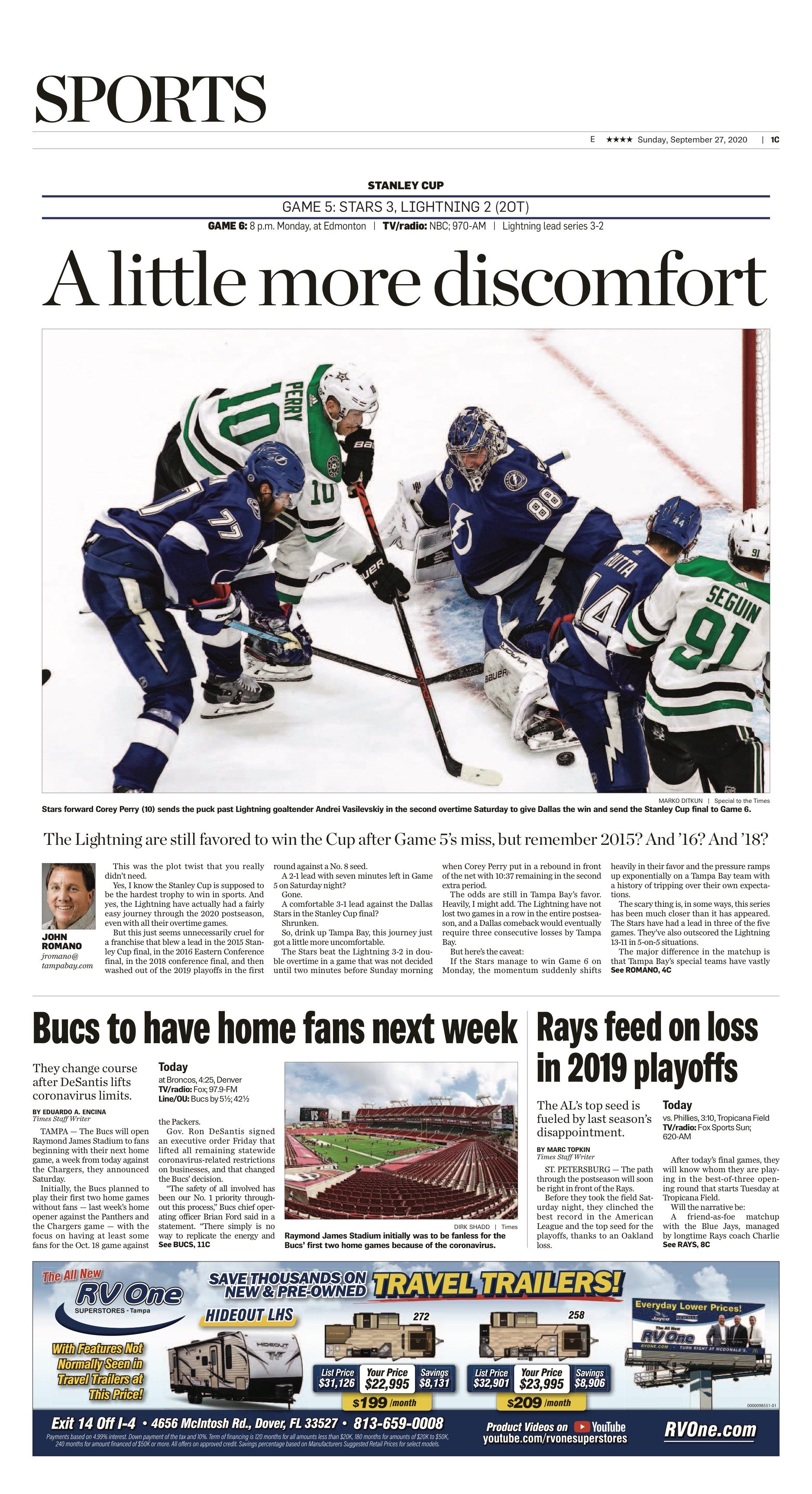 Lightning 2021 Say It Again Champions: Tampa Bay Times: Newspaper Front  Page Poster