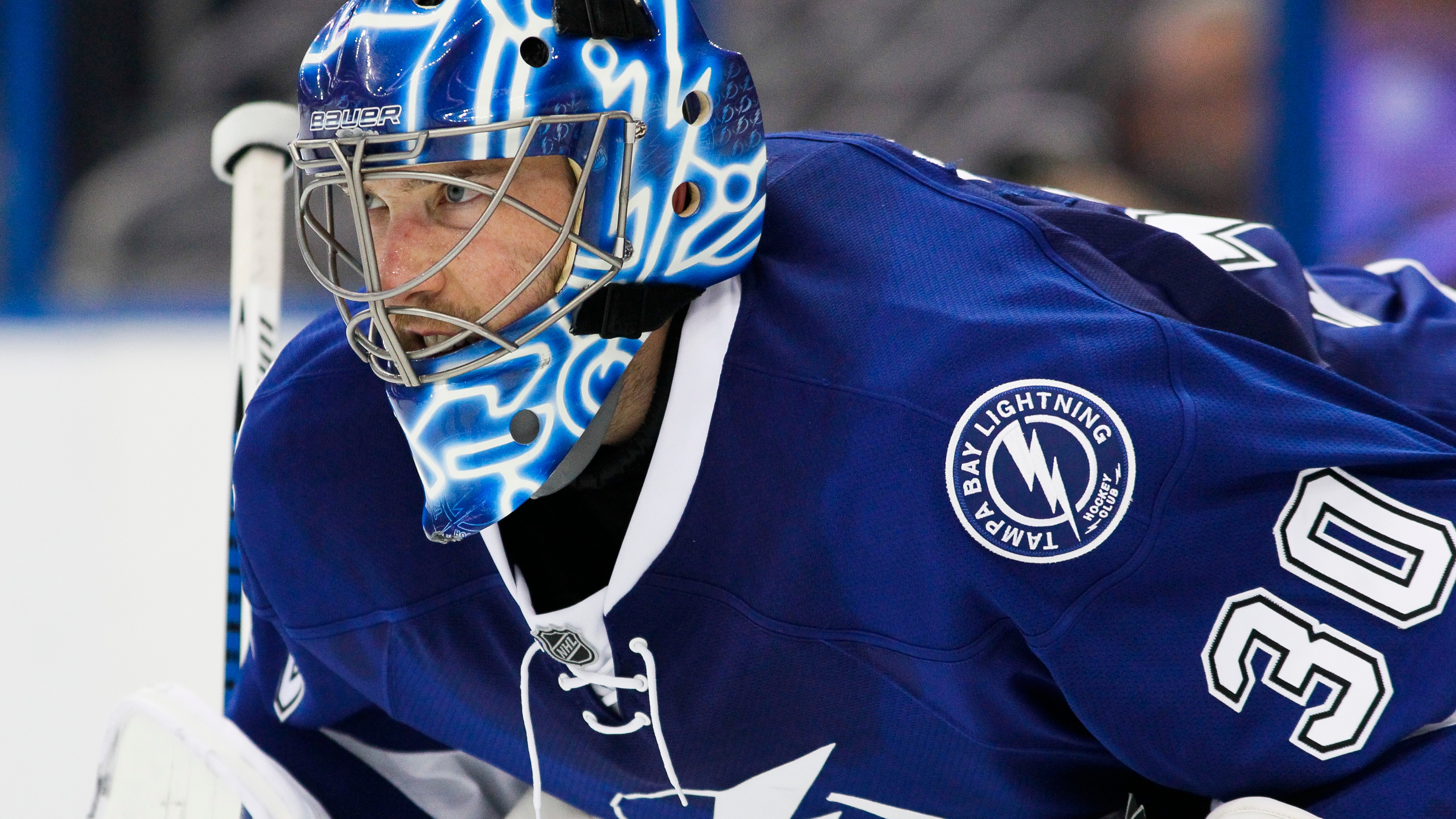 Ben Bishop Tampa Bay Lightning CLOSE UP Autographed 16X20 - NHL Auctions