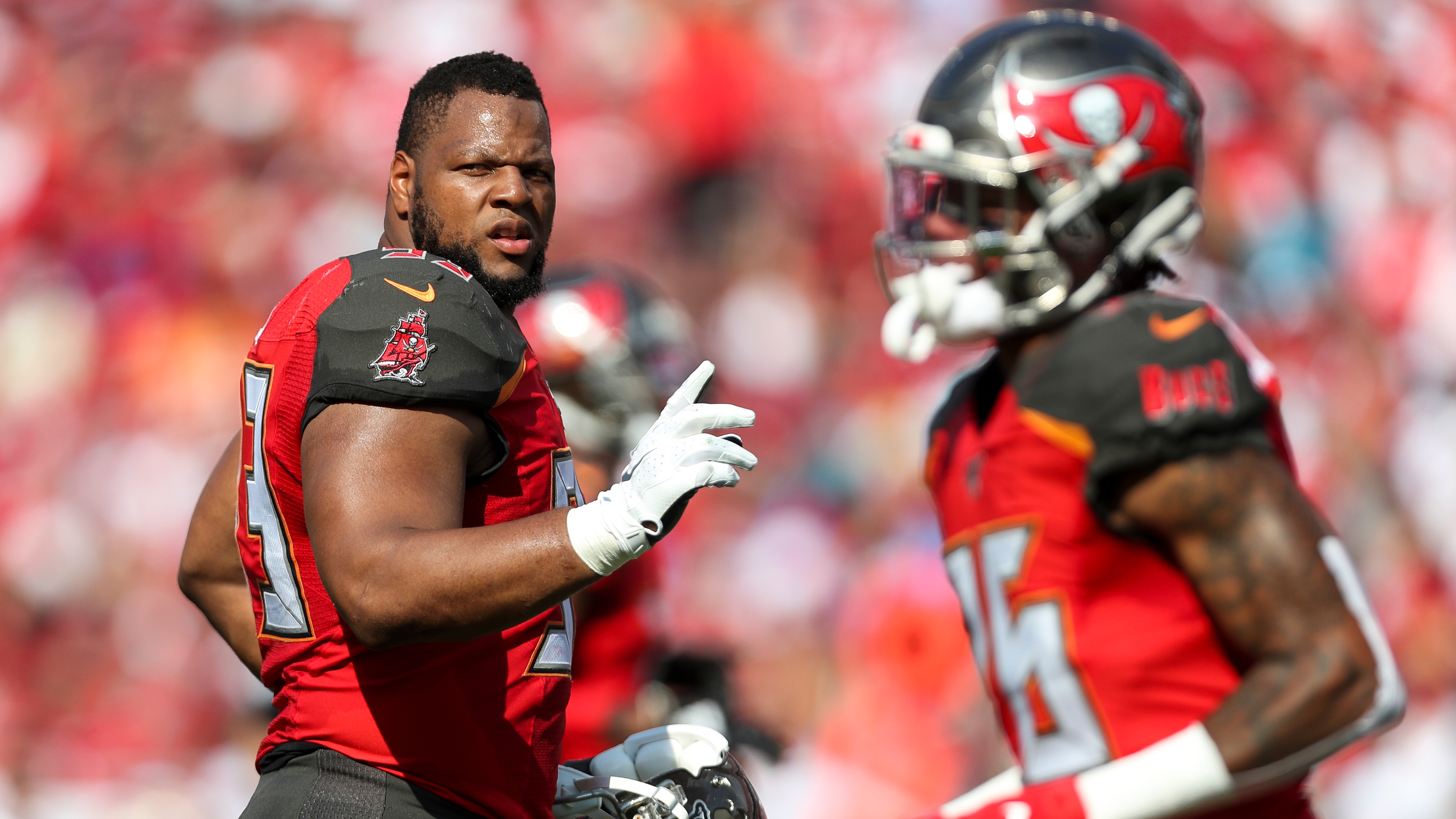 Tampa Bay Buccaneers linebacker Markees Watts (58) rushes the