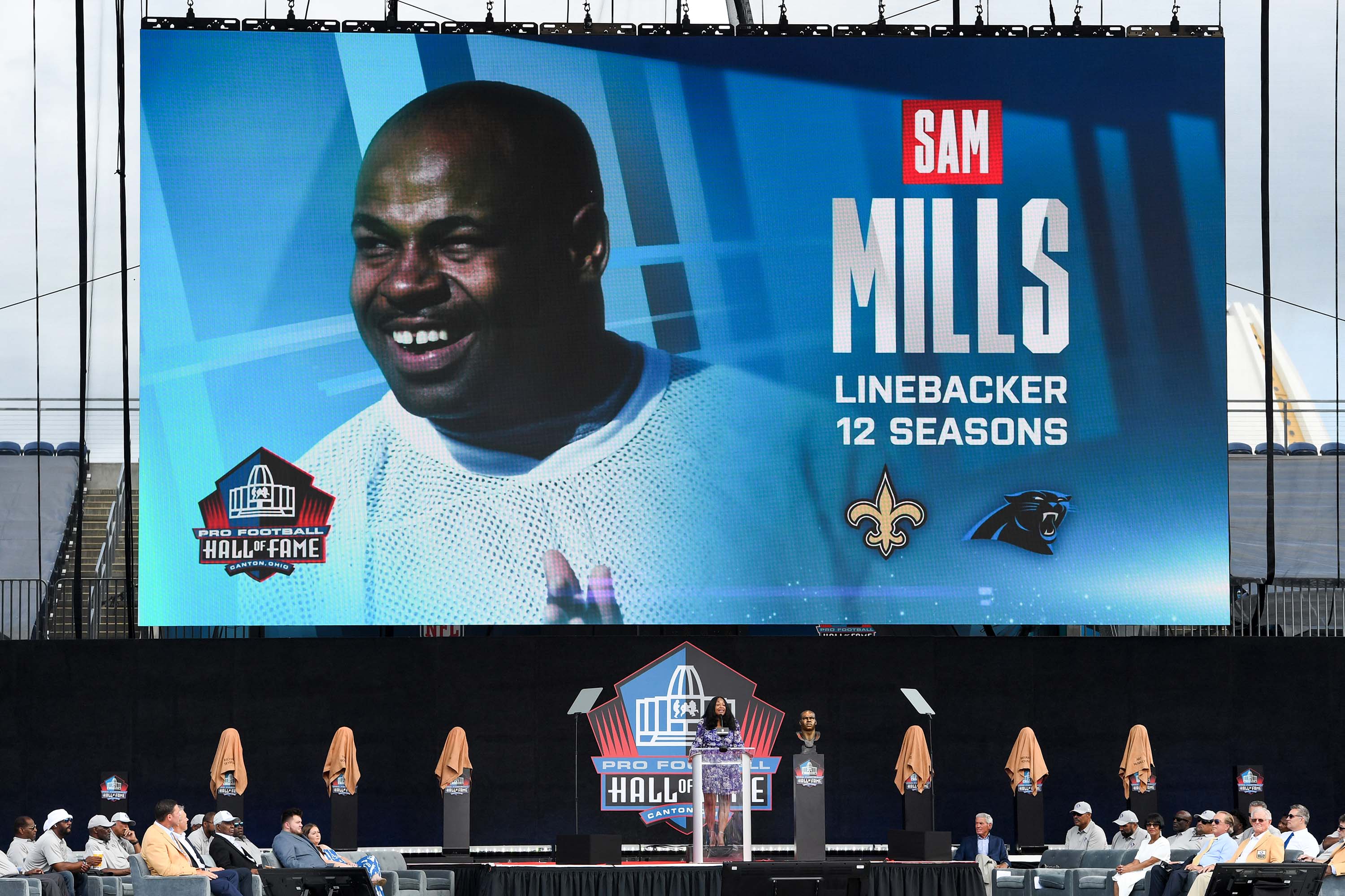 LeRoy Butler thanks fans during Pro Football Hall of Fame induction