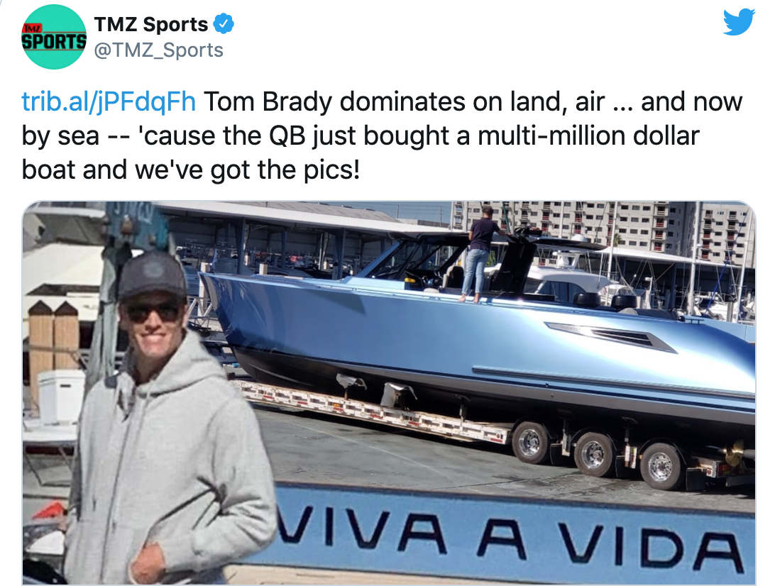 Who's the captain, now? Tom Brady buys custom boat, TMZ reports