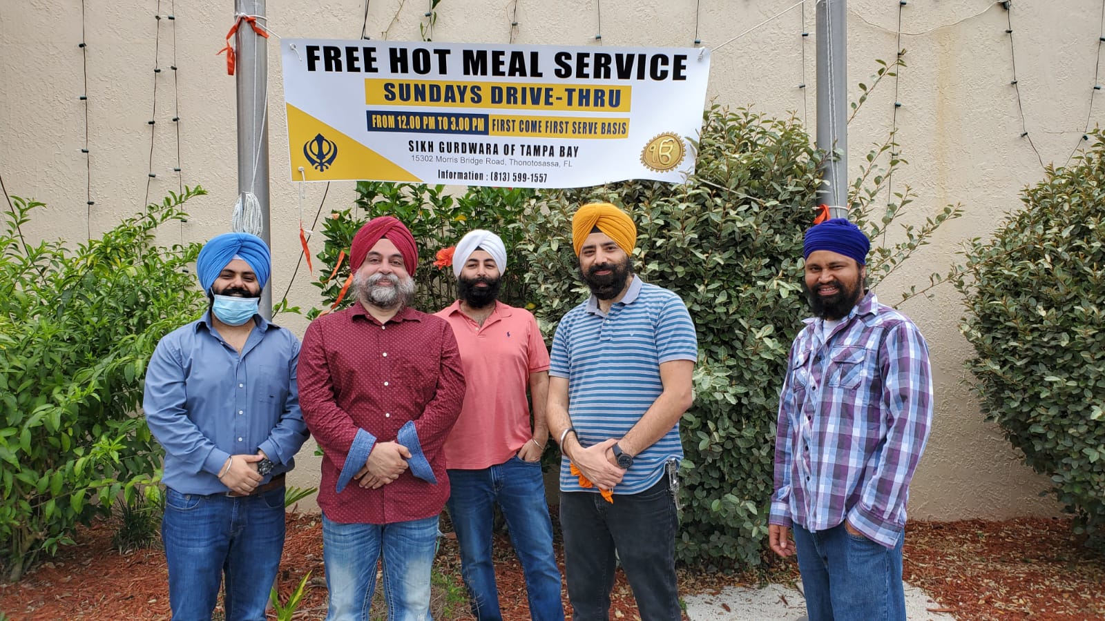Volunteers at the Sikh Gurdwara of Tampa Bay, where 400 free meals are distributed to the public every Sunday. [Courtesy of Sikh Gurdwara of Tampa Bay]