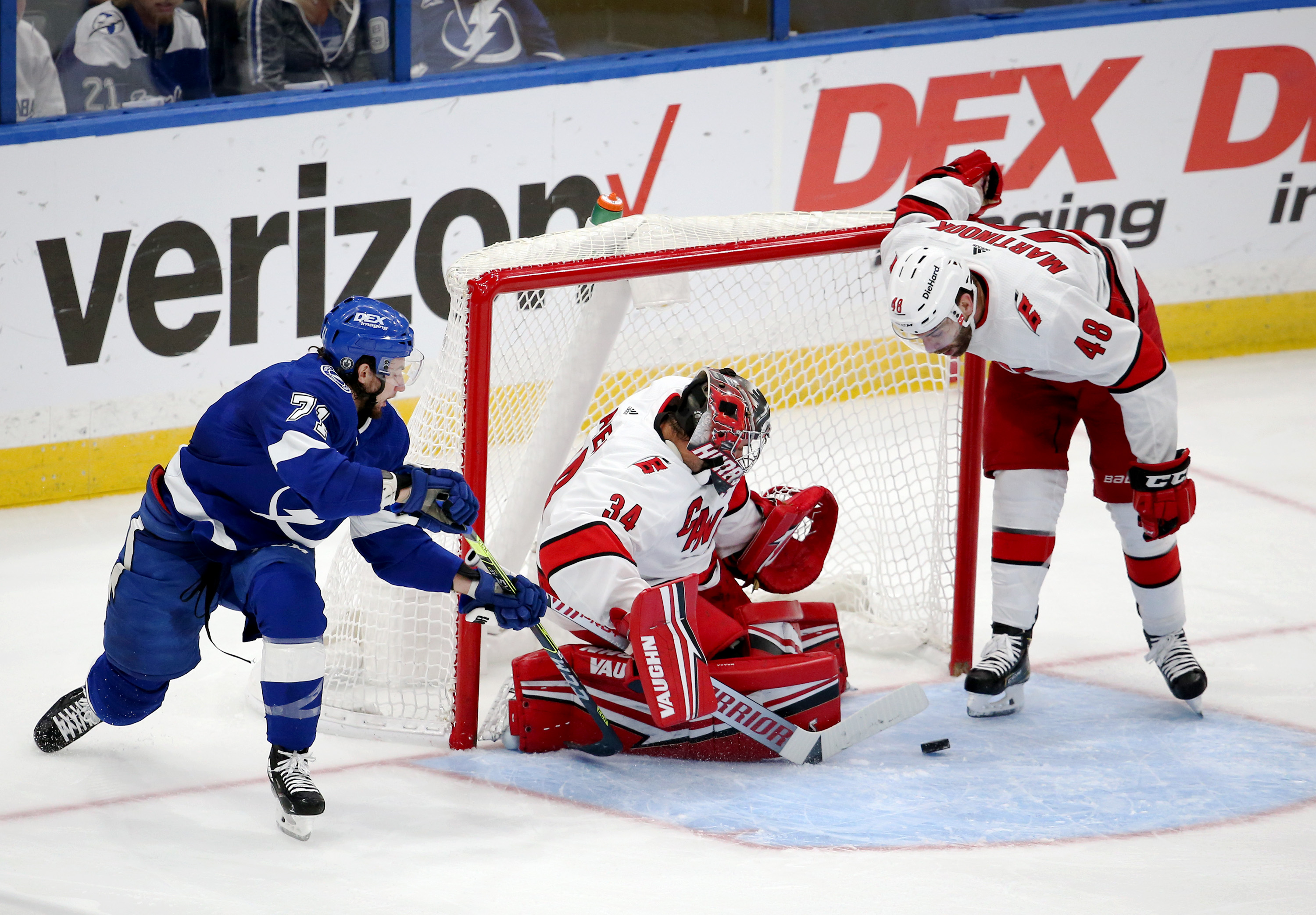 Things get heated between Jordan Staal and Ondrej Palat during