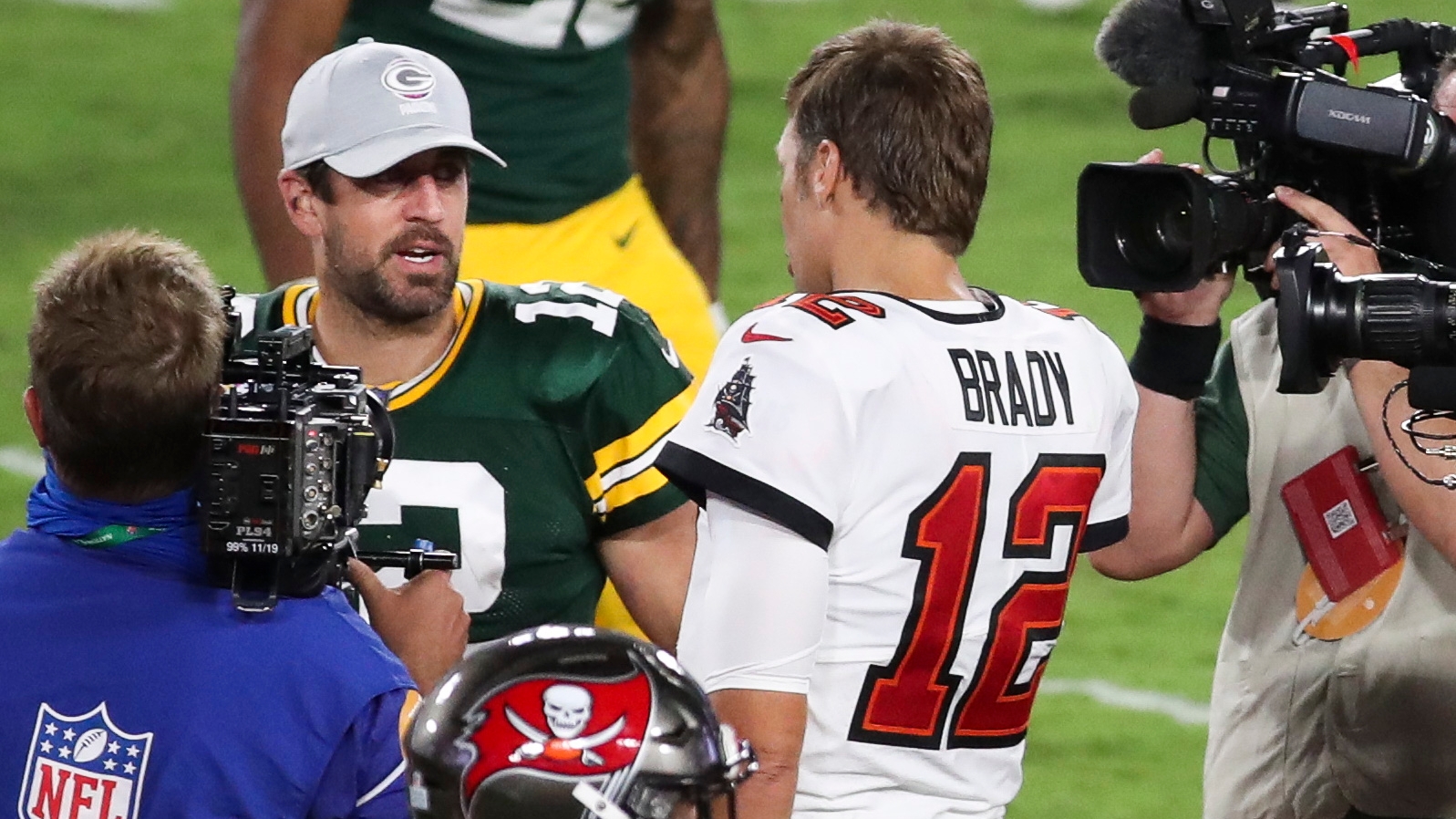 Tom Brady, Aaron Rodgers, Patrick Mahomes, Josh Allen to square