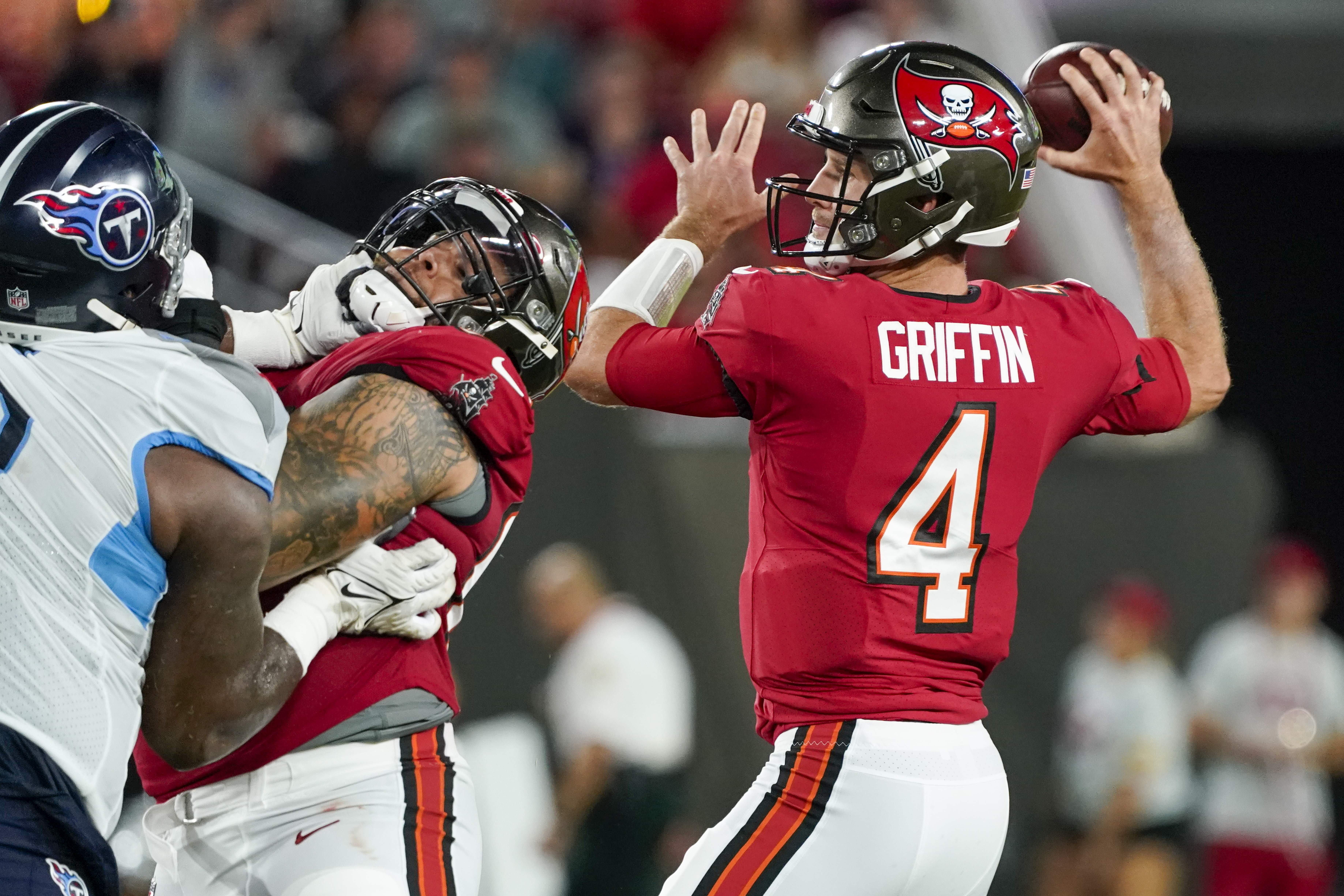 Tampa Bay Buccaneers linebacker Joe Tryon-Shoyinka (9) during the first  half of an NFL football game against the Dallas Cowboys Thursday, Sept. 9,  2021, in Tampa, Fla. (AP Photo/Mark LoMoglio Stock Photo 