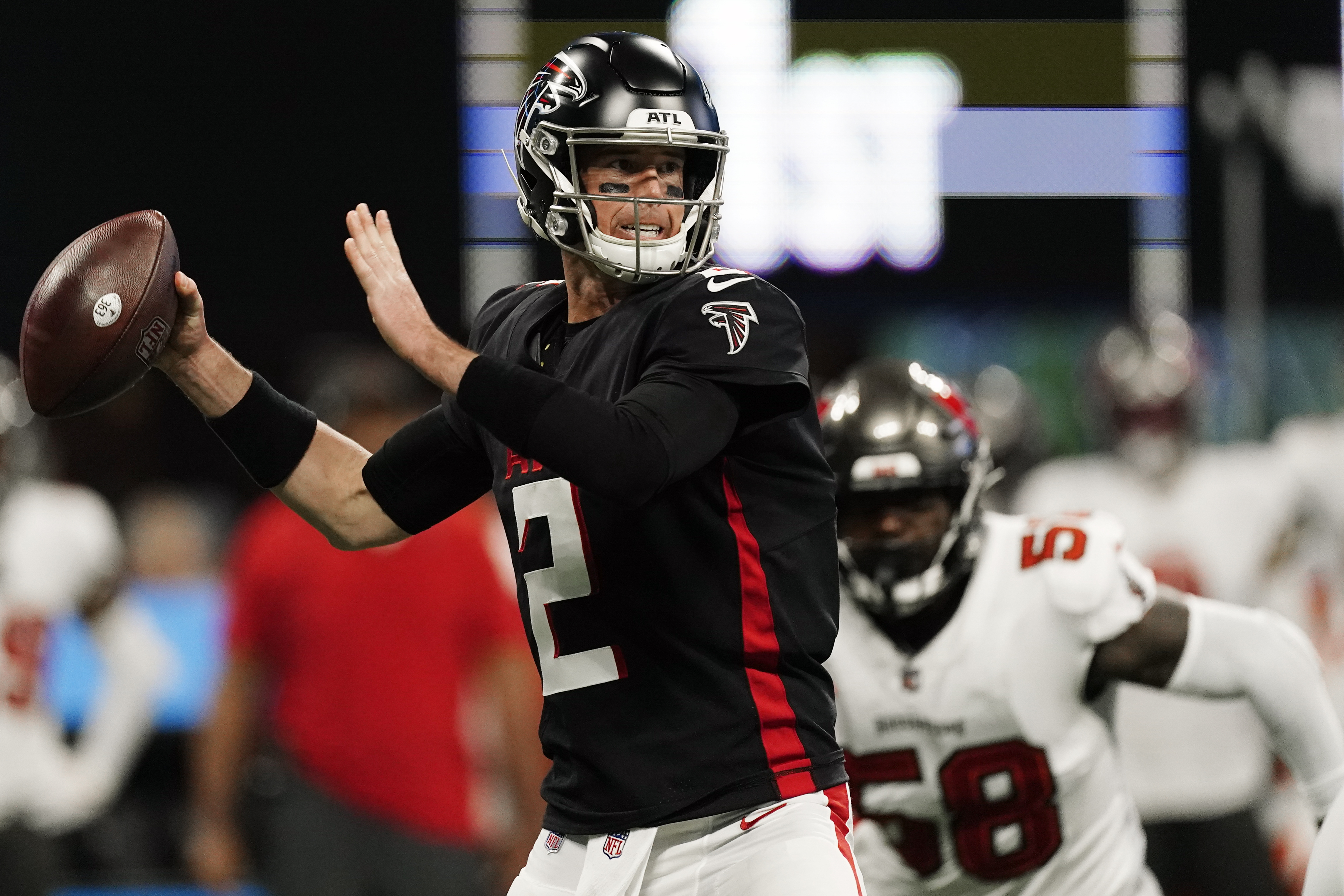 Tampa Bay Buccaneers cornerback Sean Murphy-Bunting (23) works during the  first half of an NFL football game against the Atlanta Falcons, Sunday,  Jan. 8, 2023, in Atlanta. The Atlanta Falcons won 30-17. (