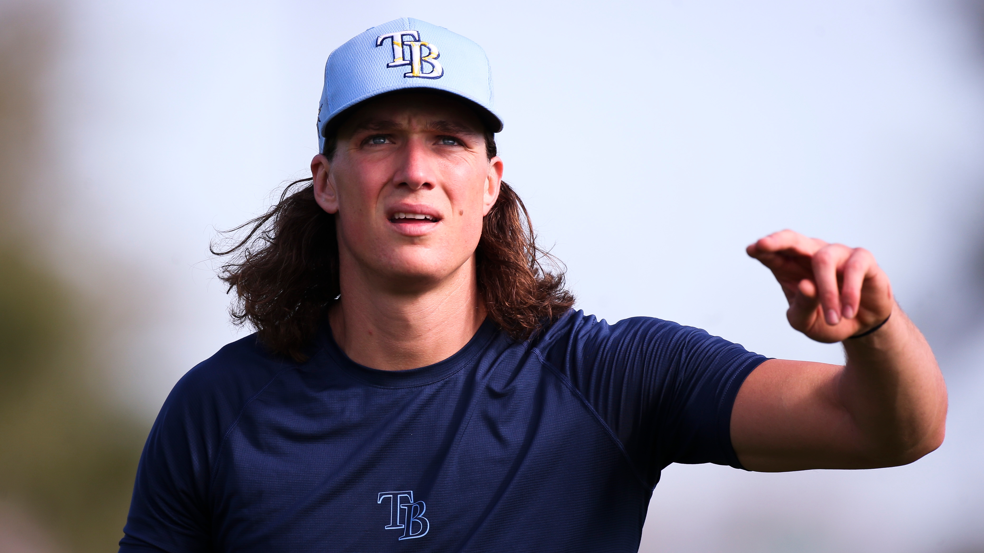 The lonely workout. #Rays pitcher Tyler Glasnow walks in between