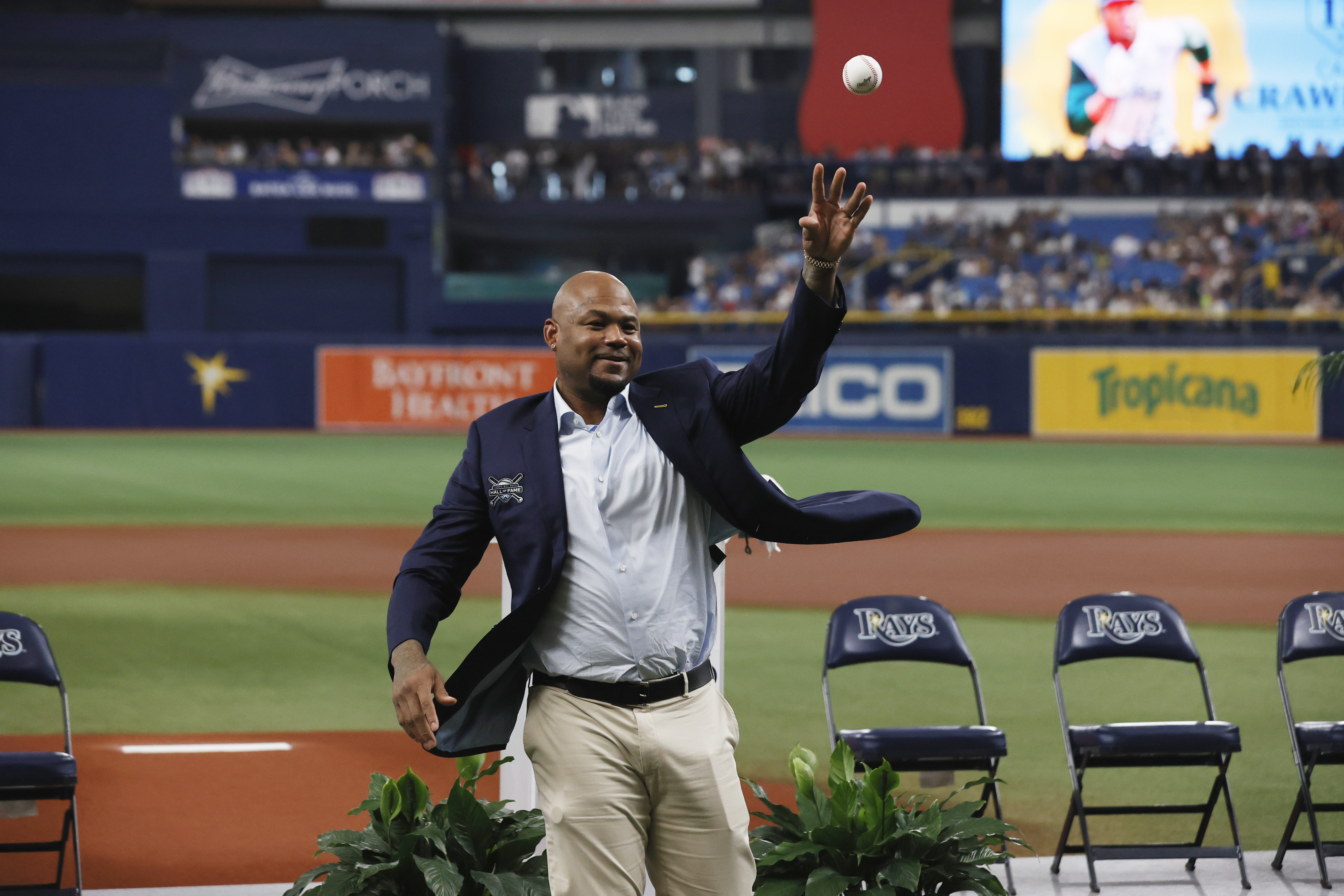 Carl Crawford appreciative of induction to Rays' Hall of Fame