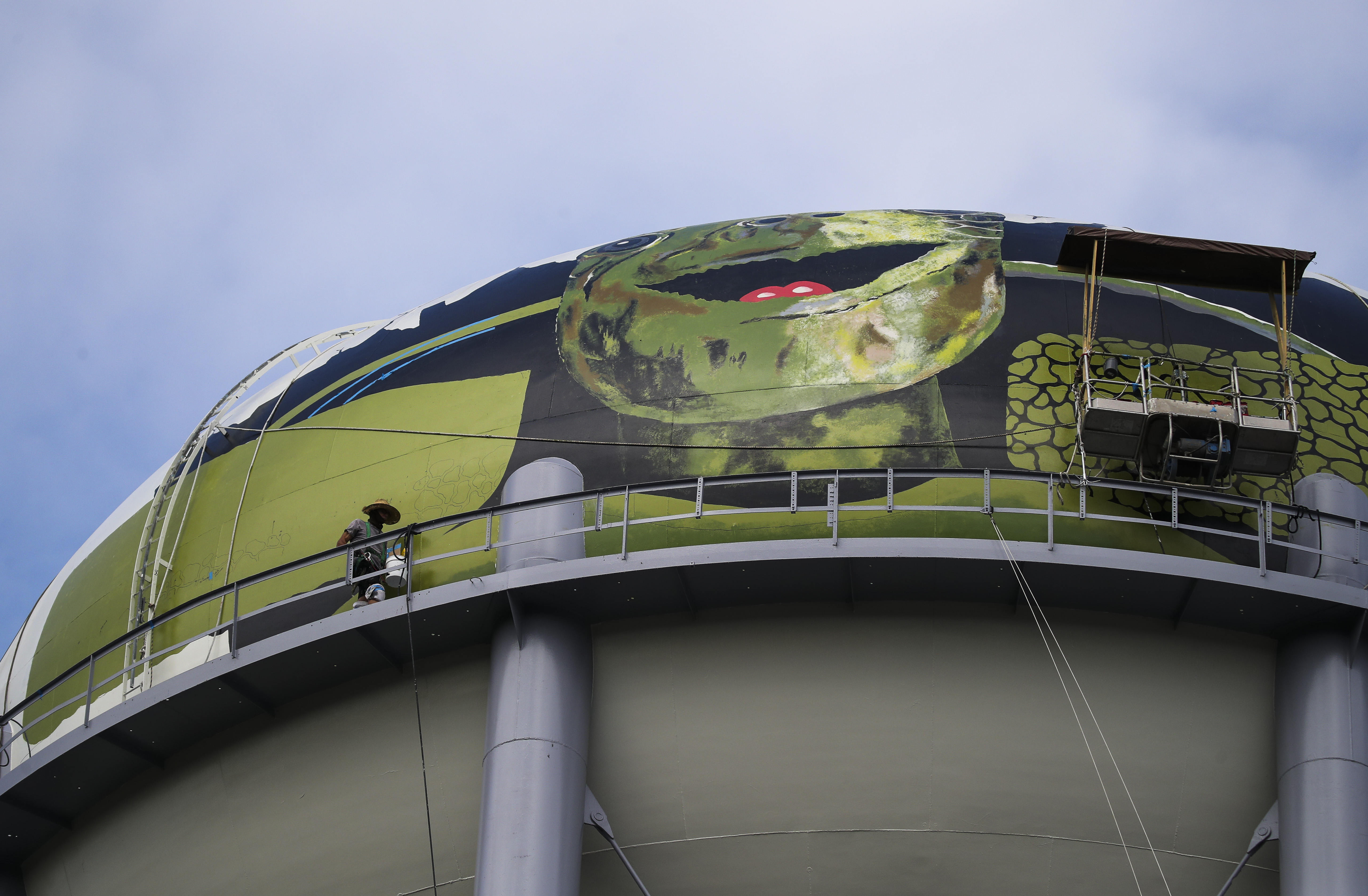 UT water tower spray painted over